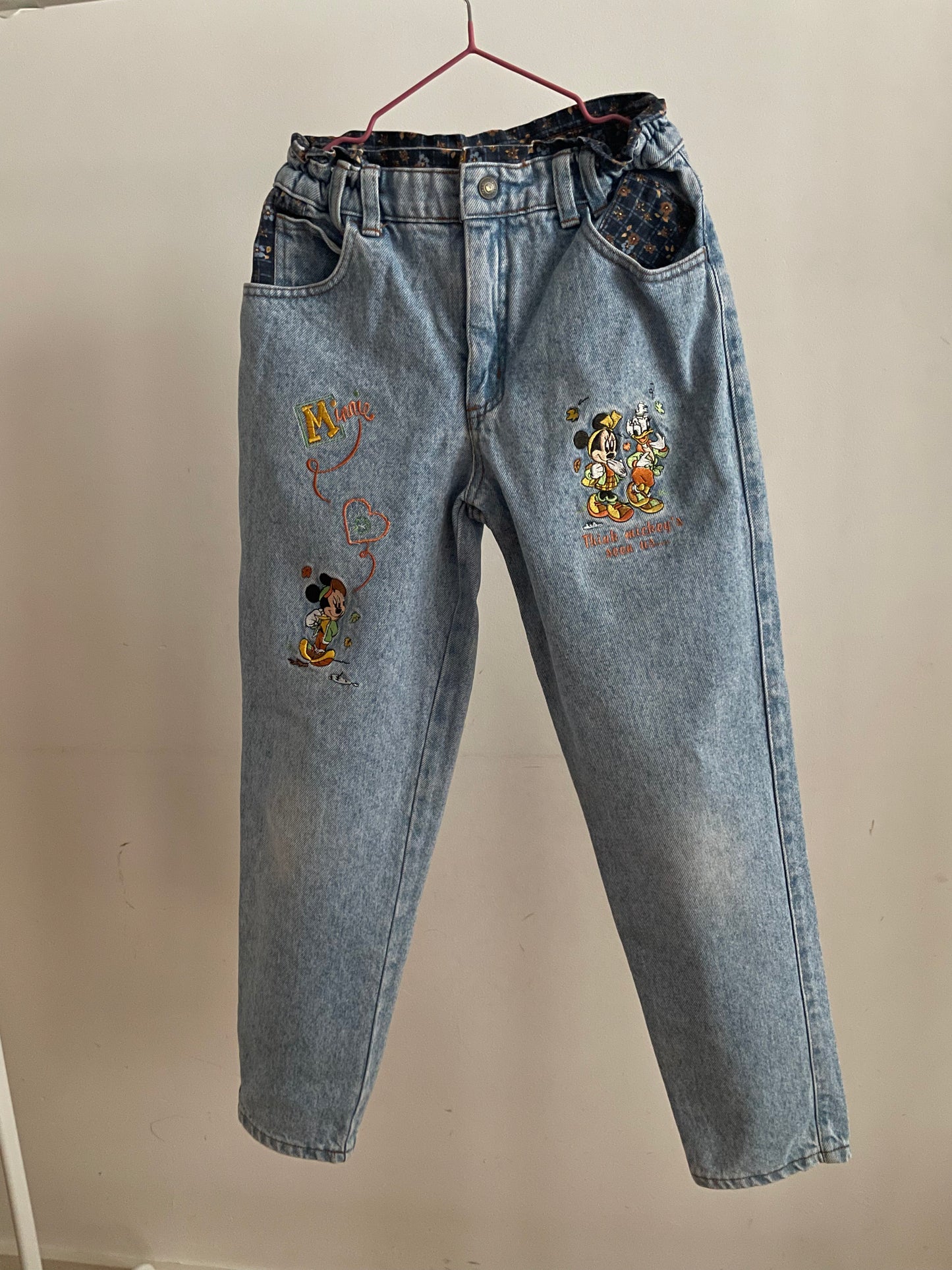 Minnie & Daisy denim trouser with flowers application