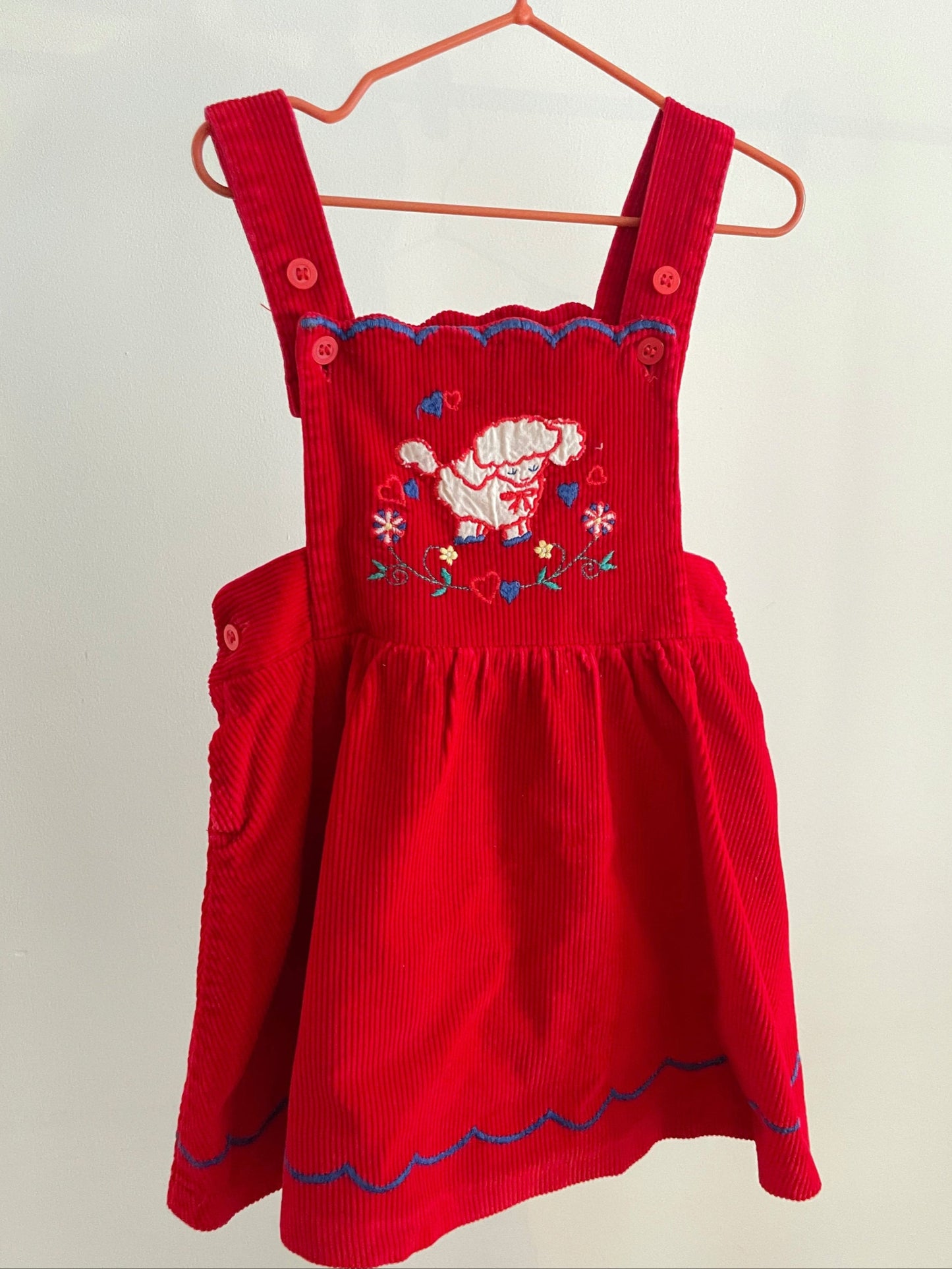 Little lamb corduroy vintage overall dress