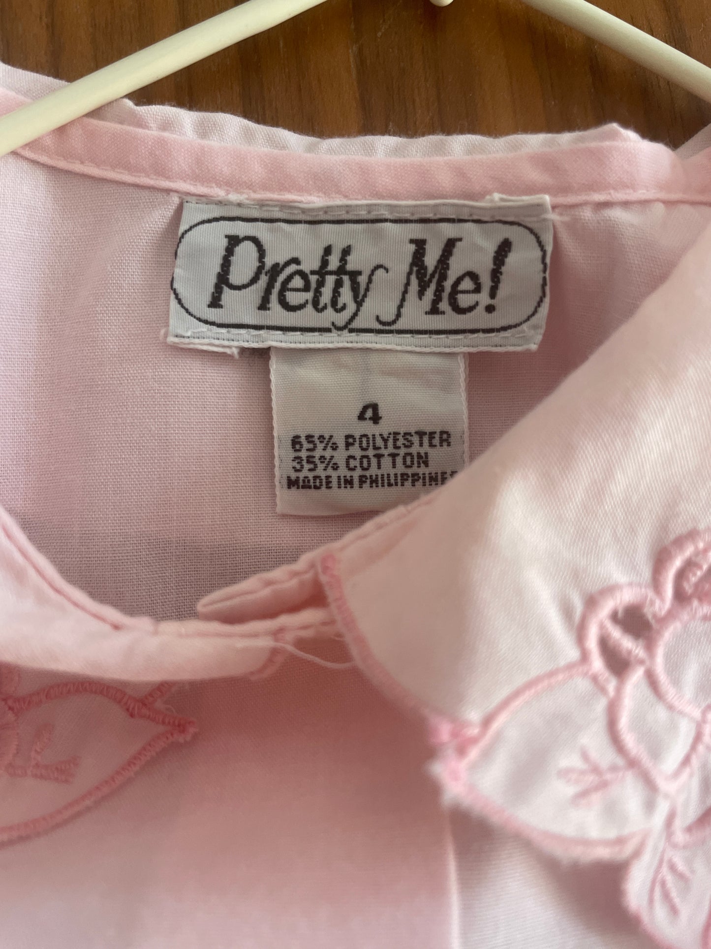 Lace embroidered collar vintage pink shirt