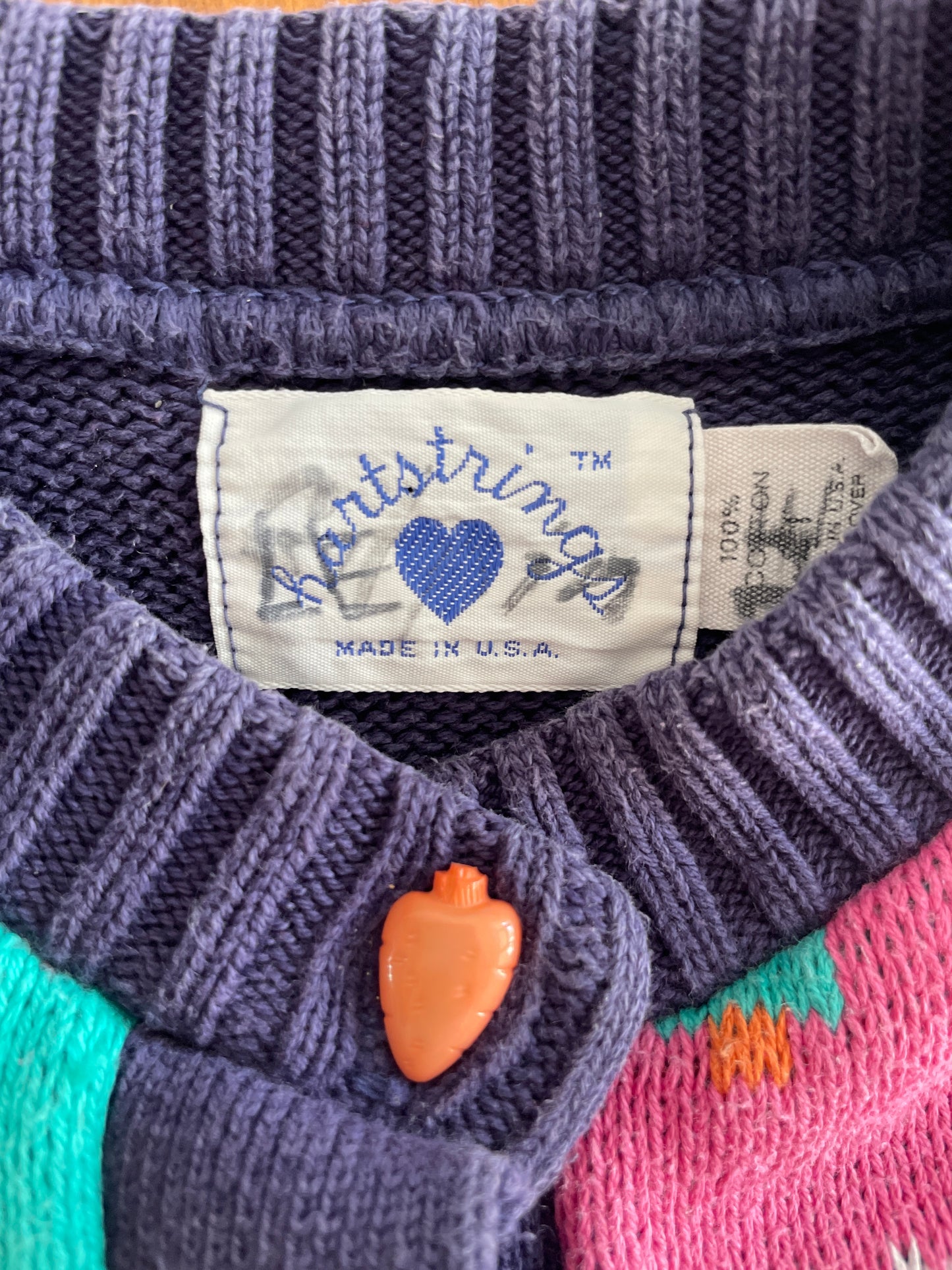 Rabbit and carrots knitted vintage cardigan