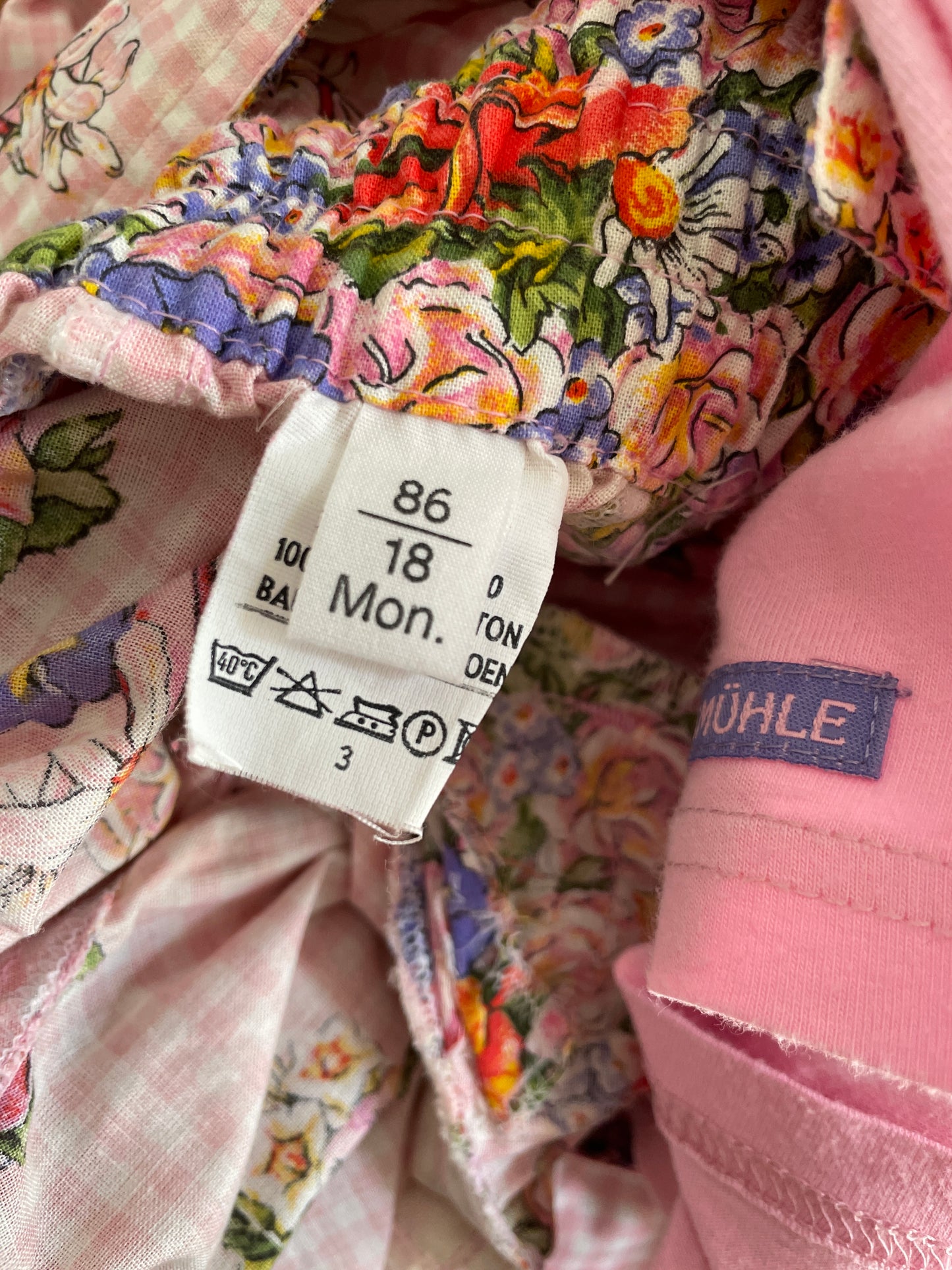 Pink Gingham and Flower Vintage Overall Set