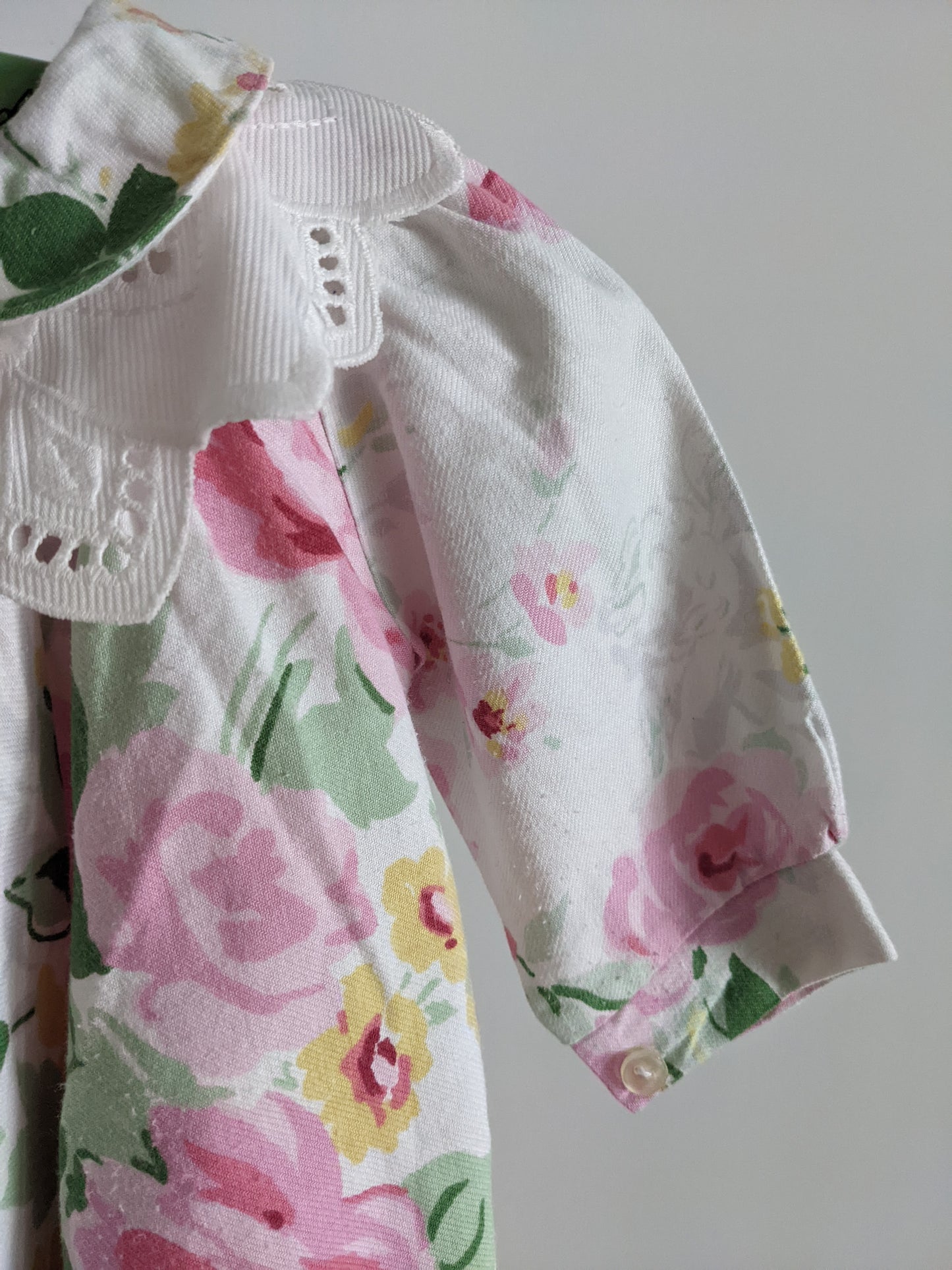White big collared flowered baby dress