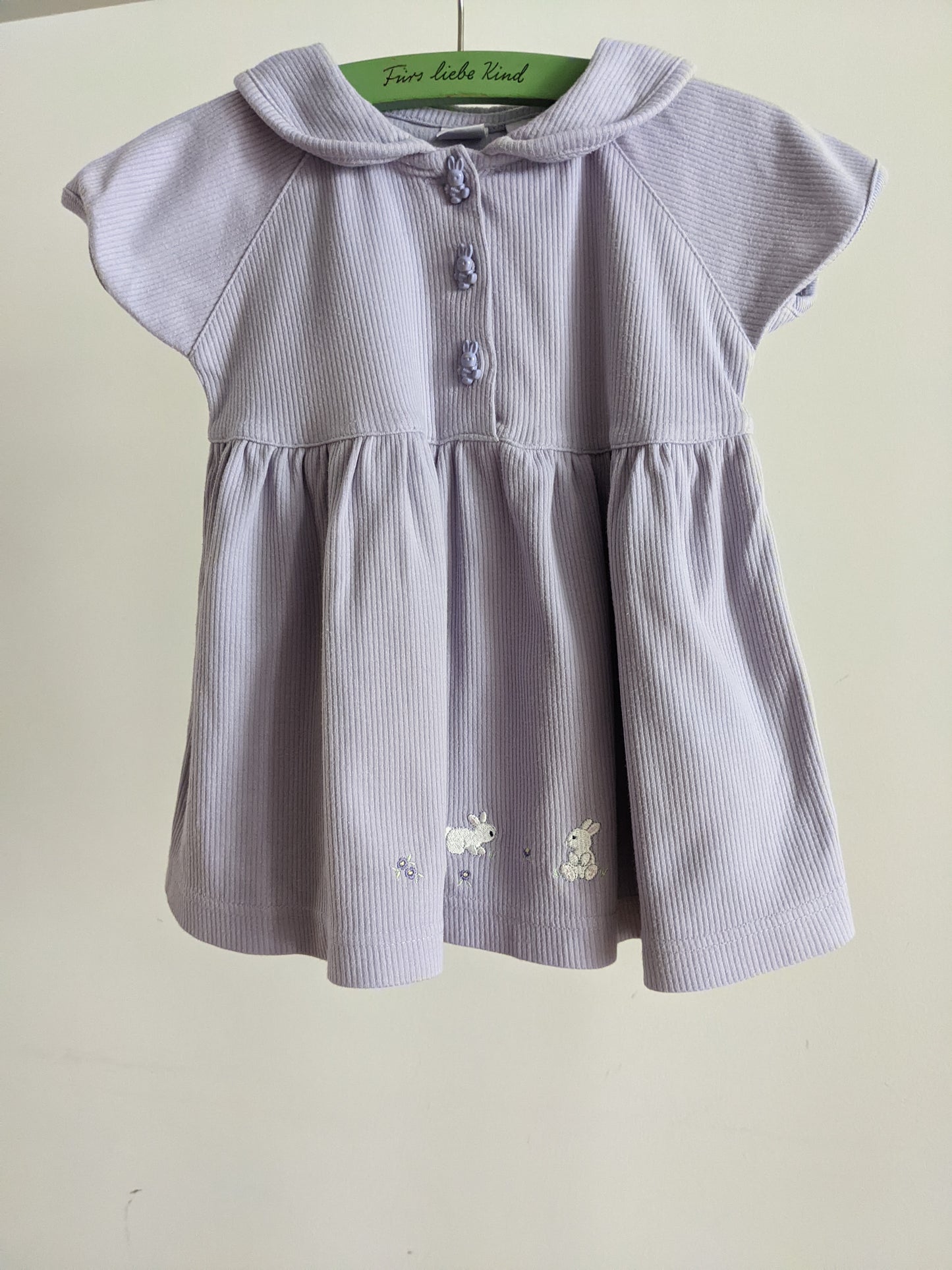 Lilac ribbed rabbits baby dress