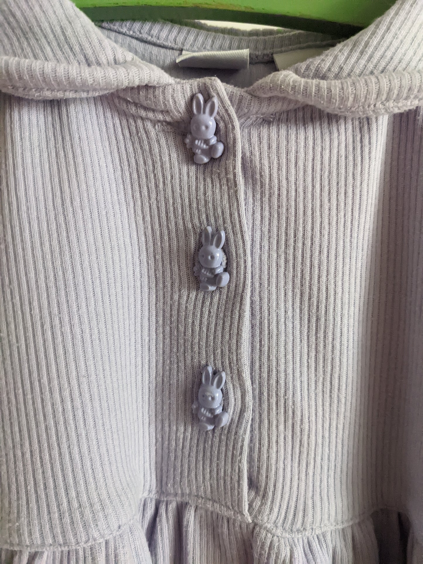 Lilac ribbed rabbits baby dress