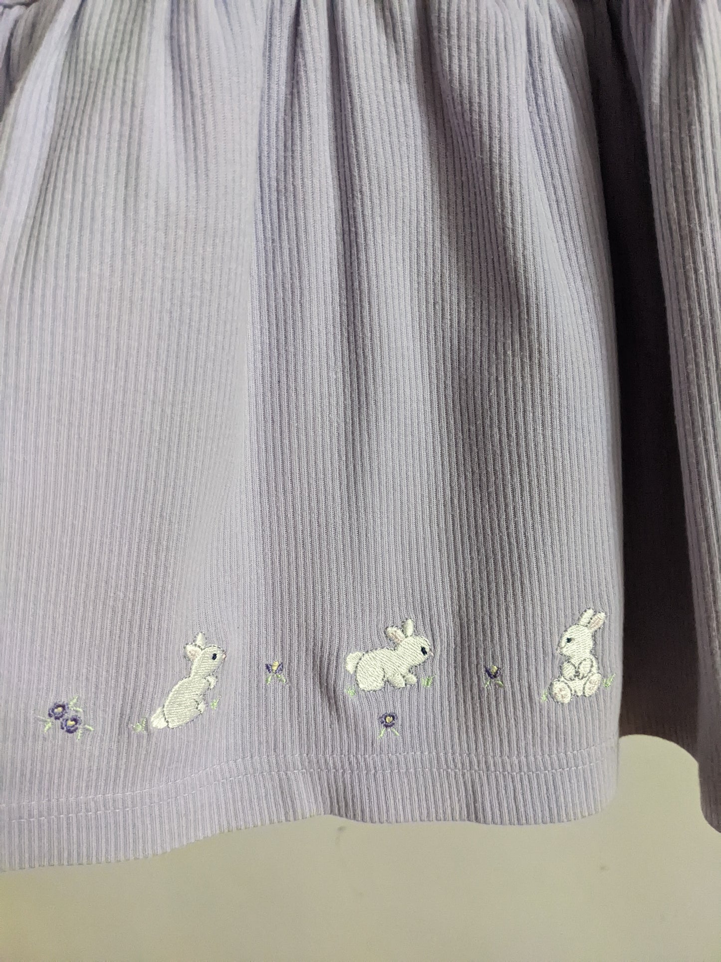 Lilac ribbed rabbits baby dress