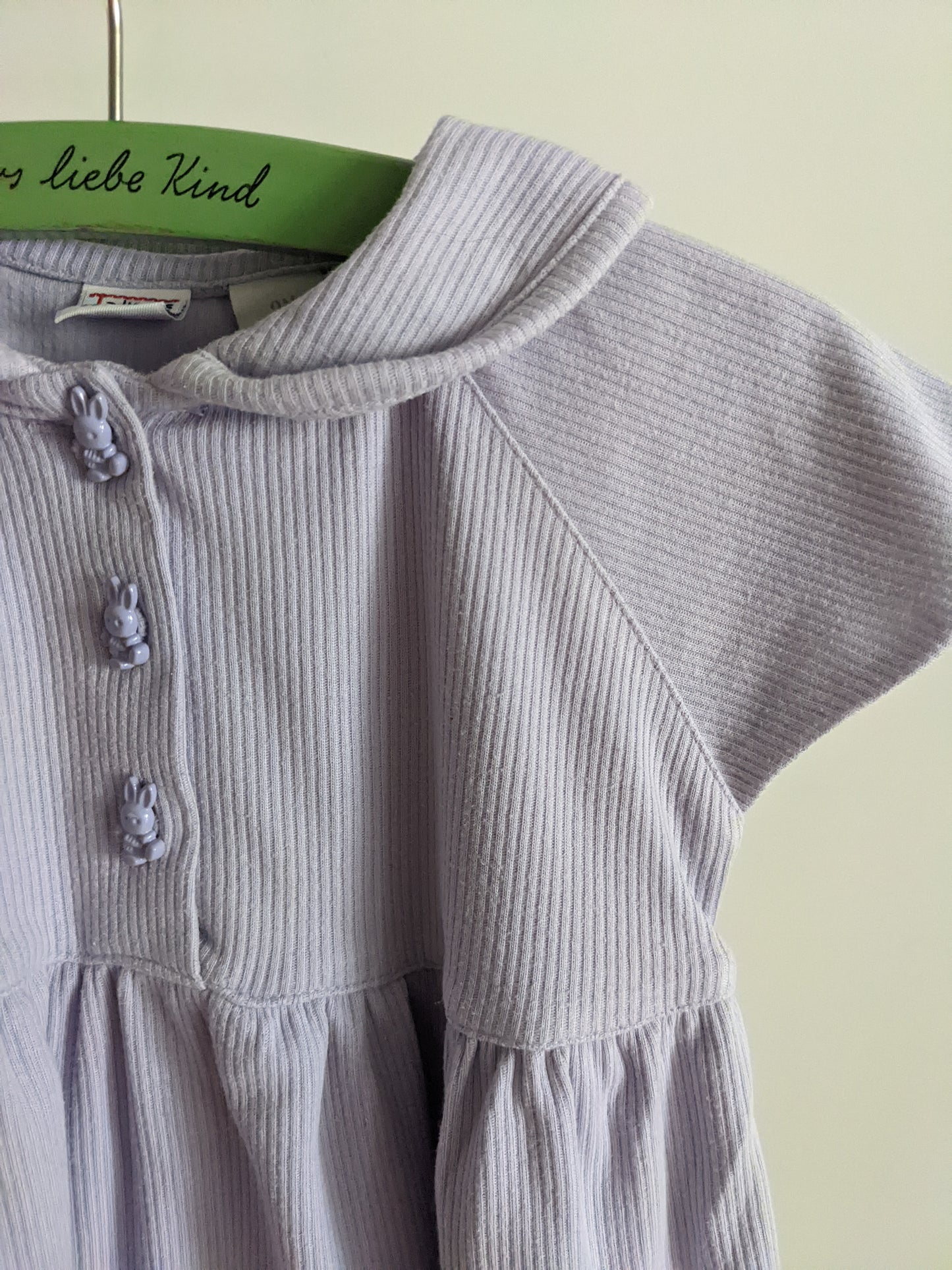 Lilac ribbed rabbits baby dress
