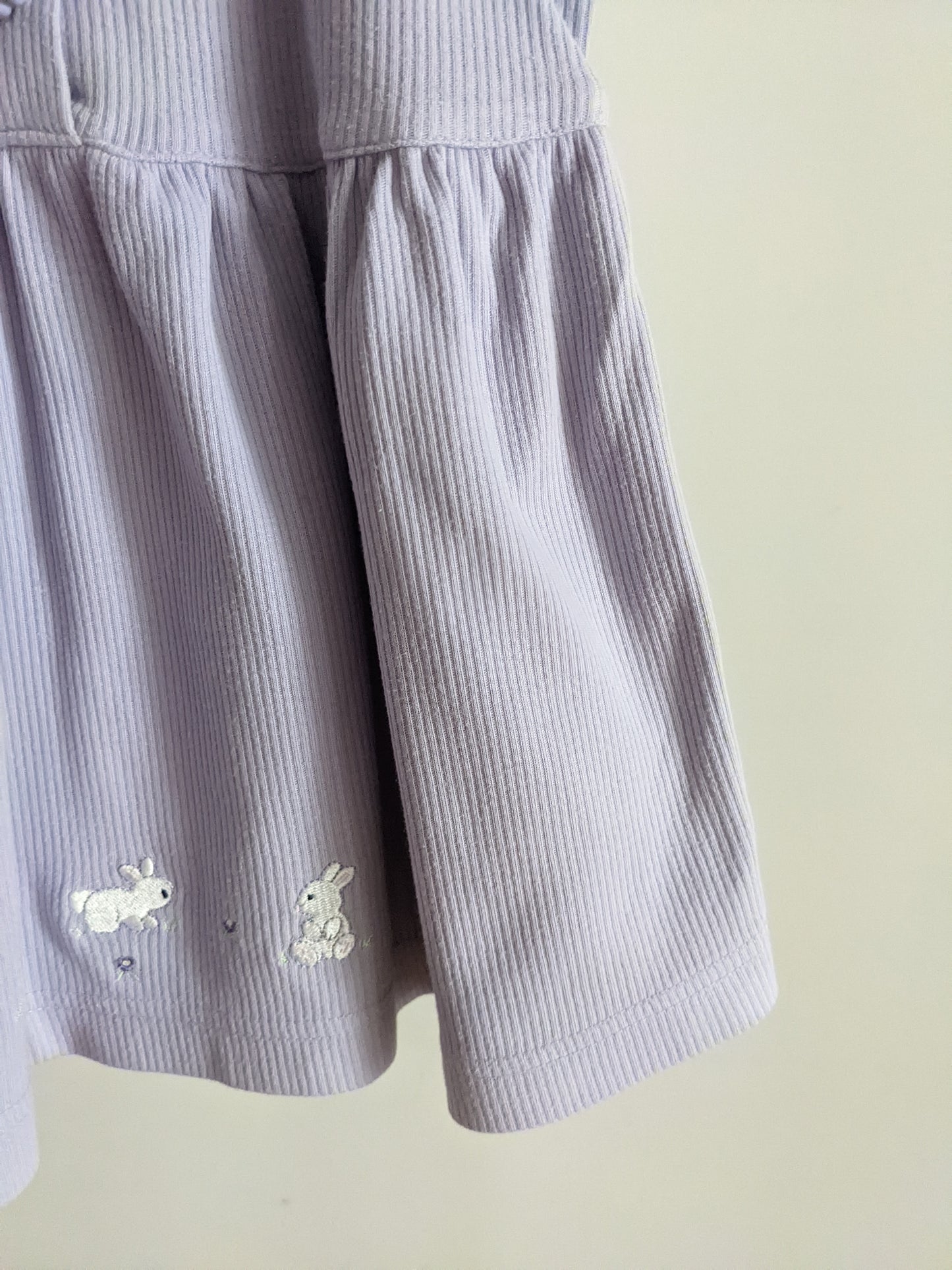 Lilac ribbed rabbits baby dress