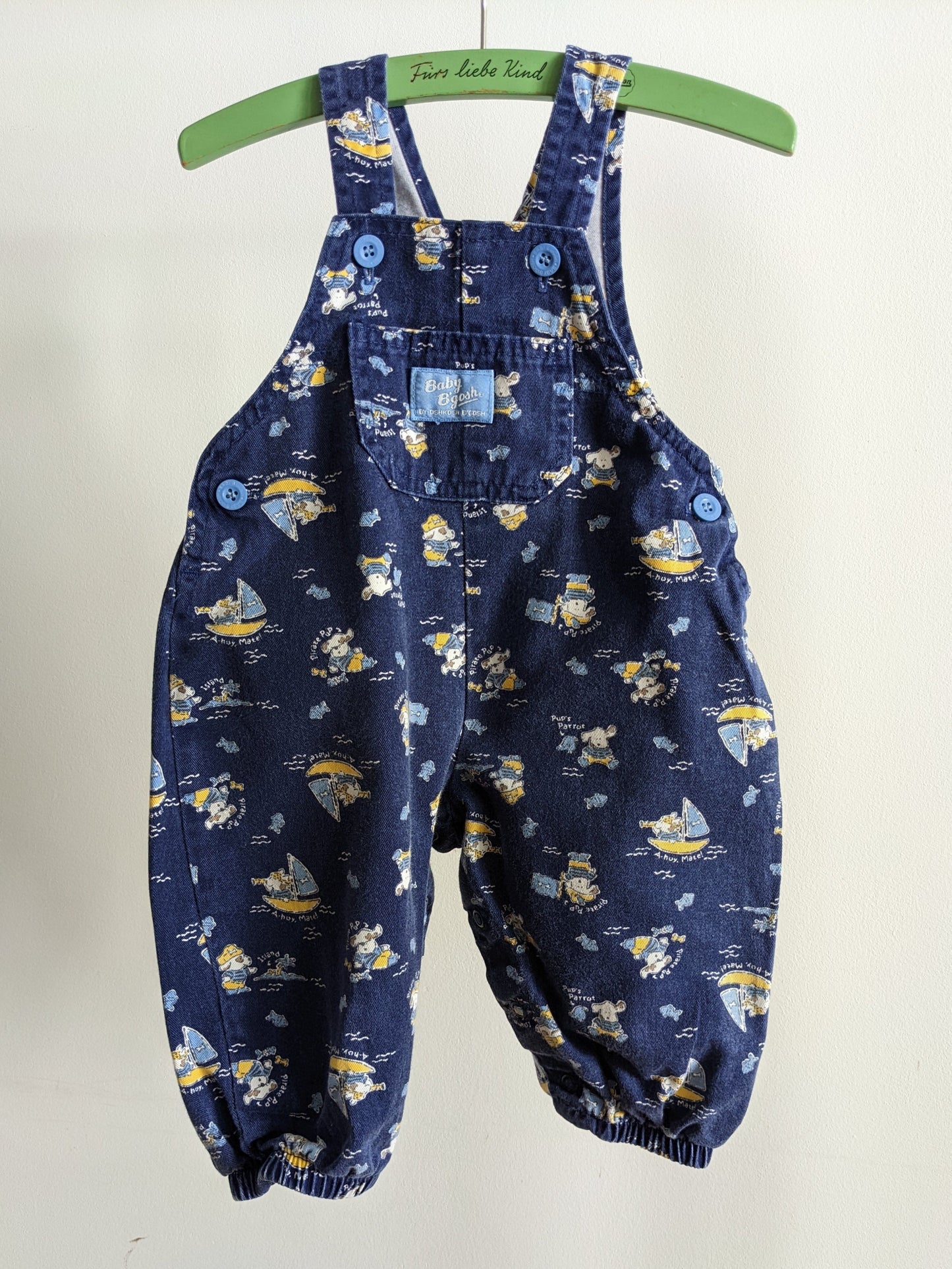 Baby b'Gosh blue bubble overall pirate puppy 80