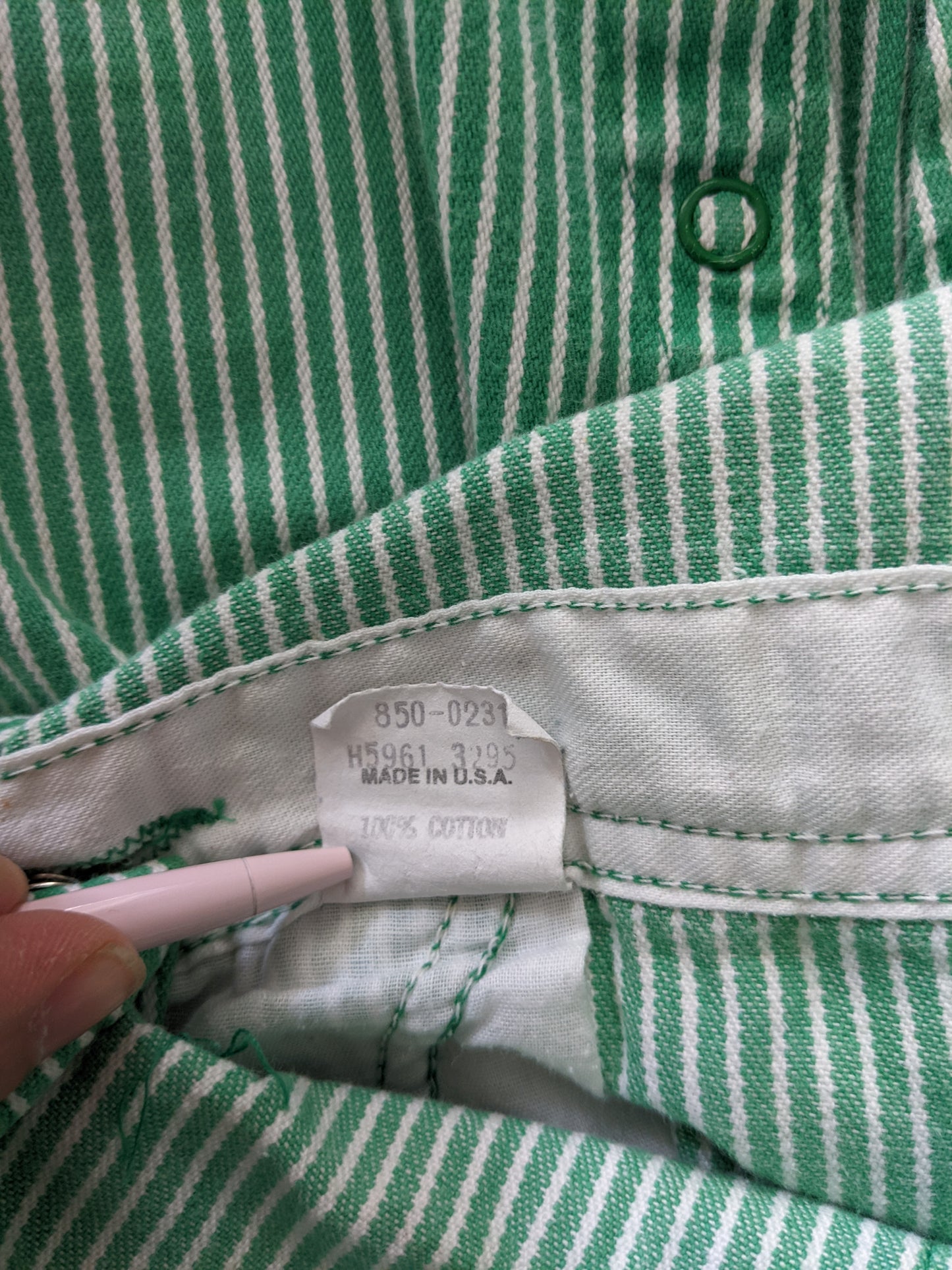 OshKosh b'Gosh green hickory stripes USA RARE