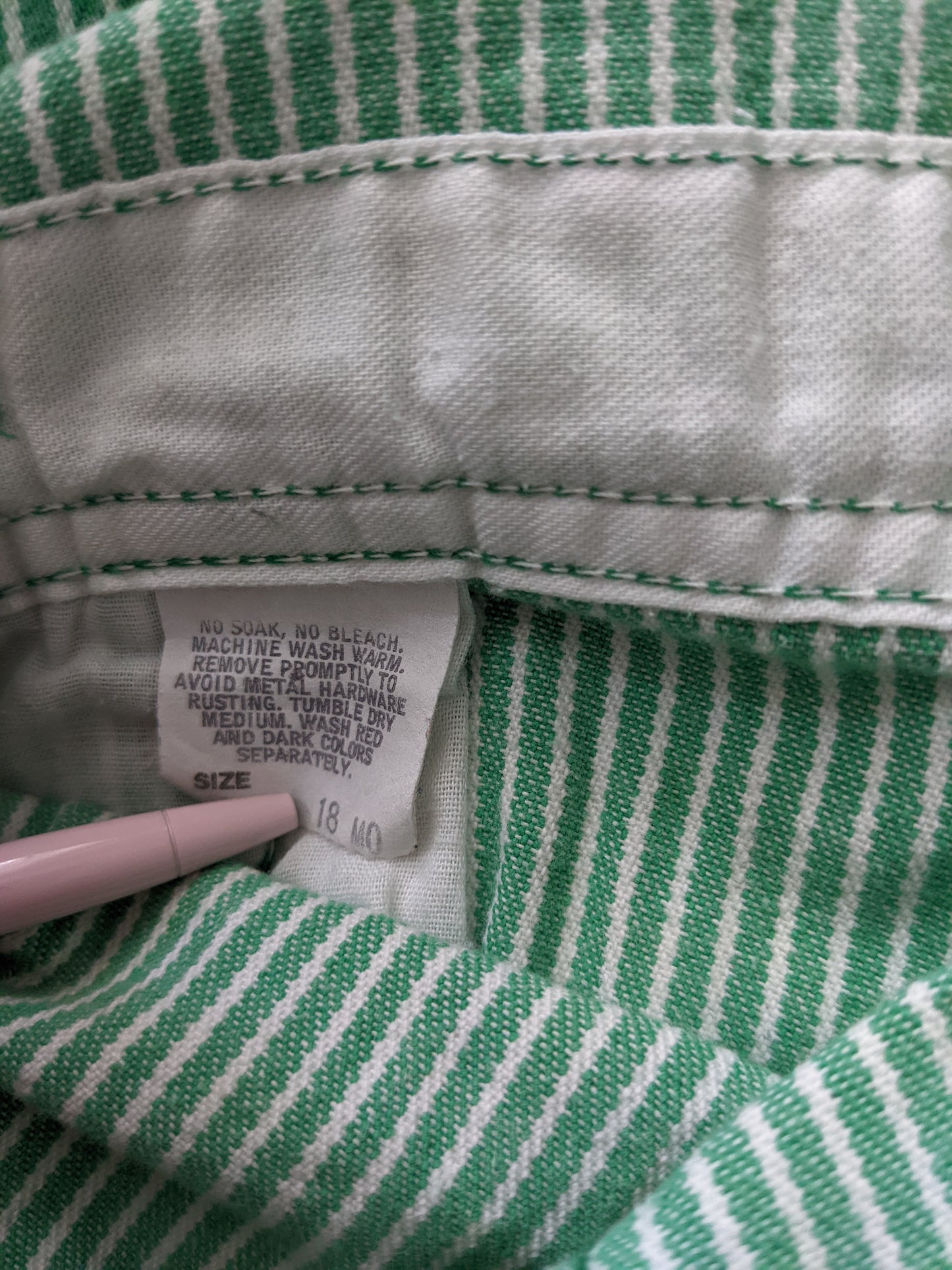 OshKosh b'Gosh green hickory stripes USA RARE