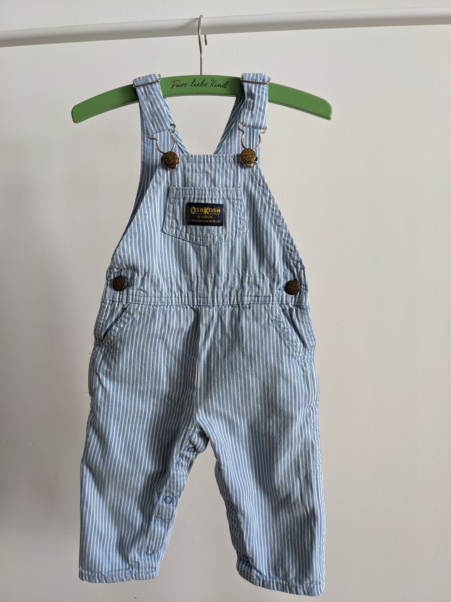 OshKosh b'Gosh denim light blue hickory stripes overall 92 USA