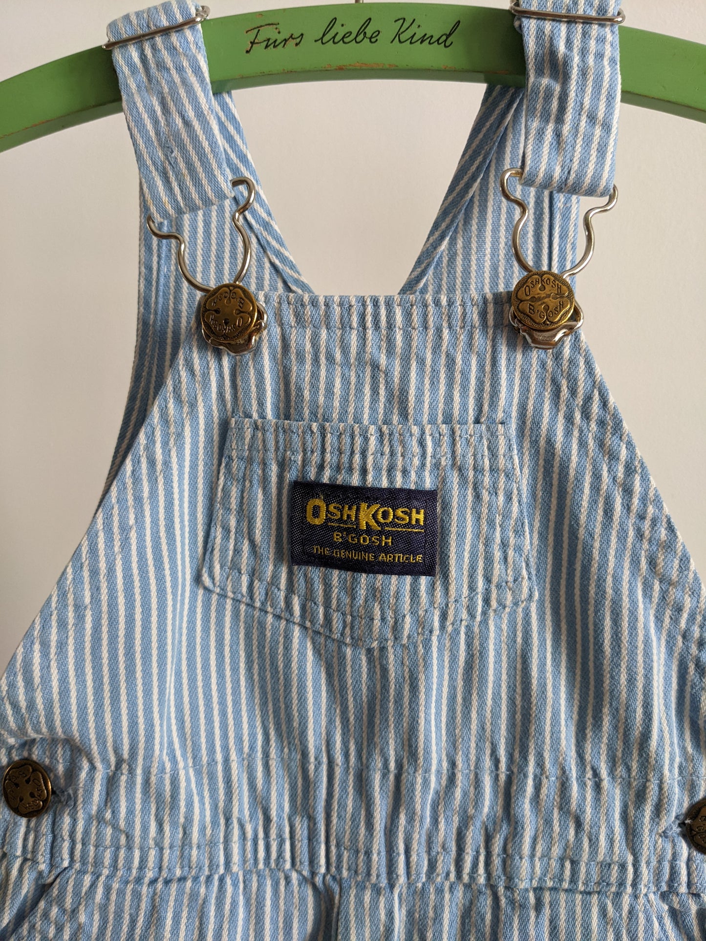 OshKosh b'Gosh denim light blue hickory stripes overall 92 USA
