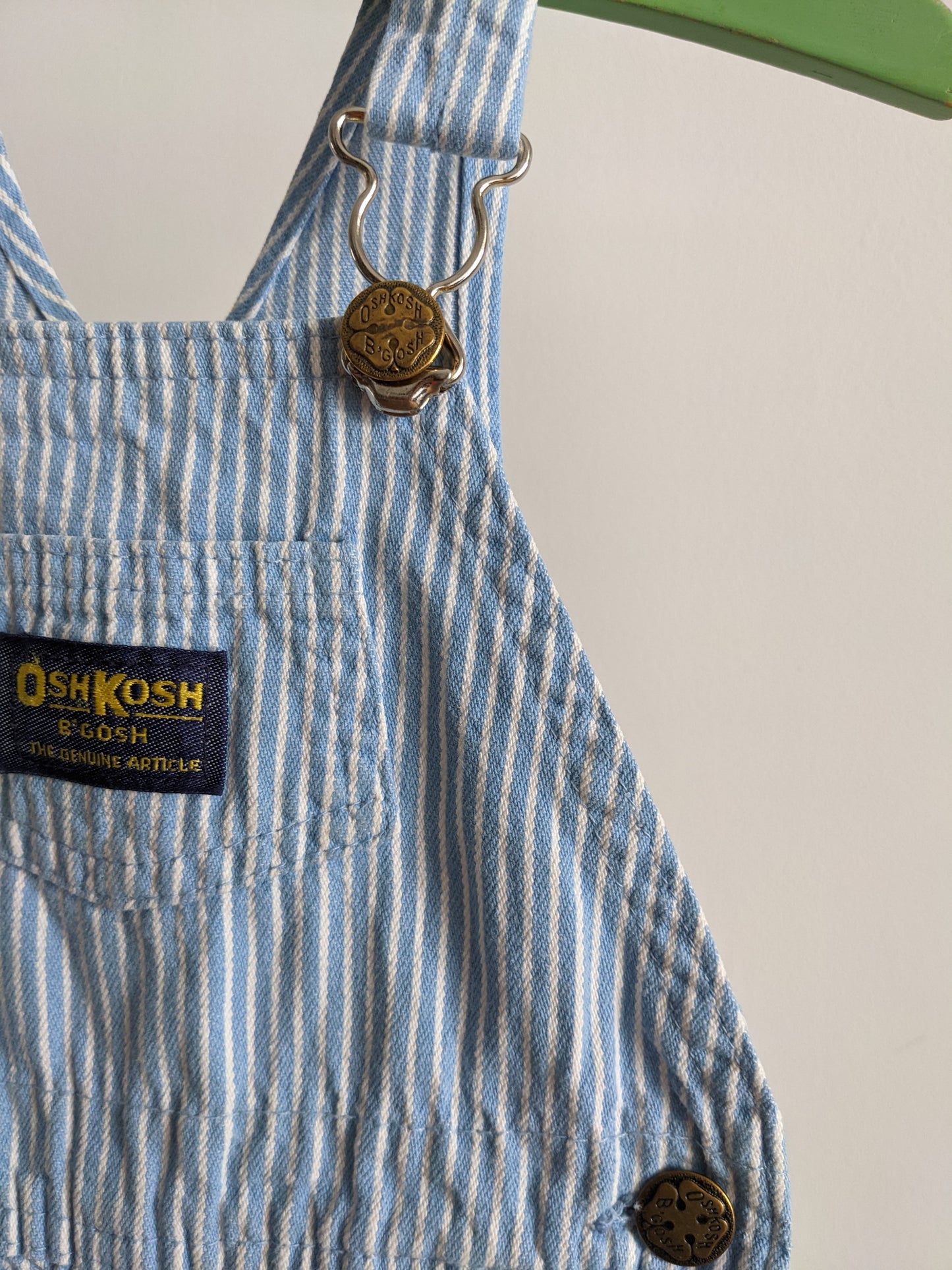 OshKosh b'Gosh denim light blue hickory stripes overall 92 USA