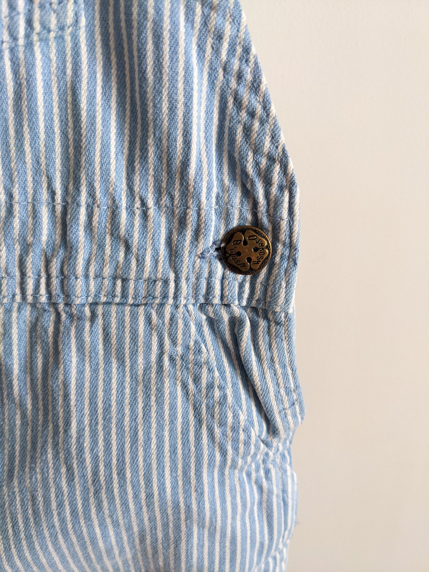 OshKosh b'Gosh denim light blue hickory stripes overall 92 USA