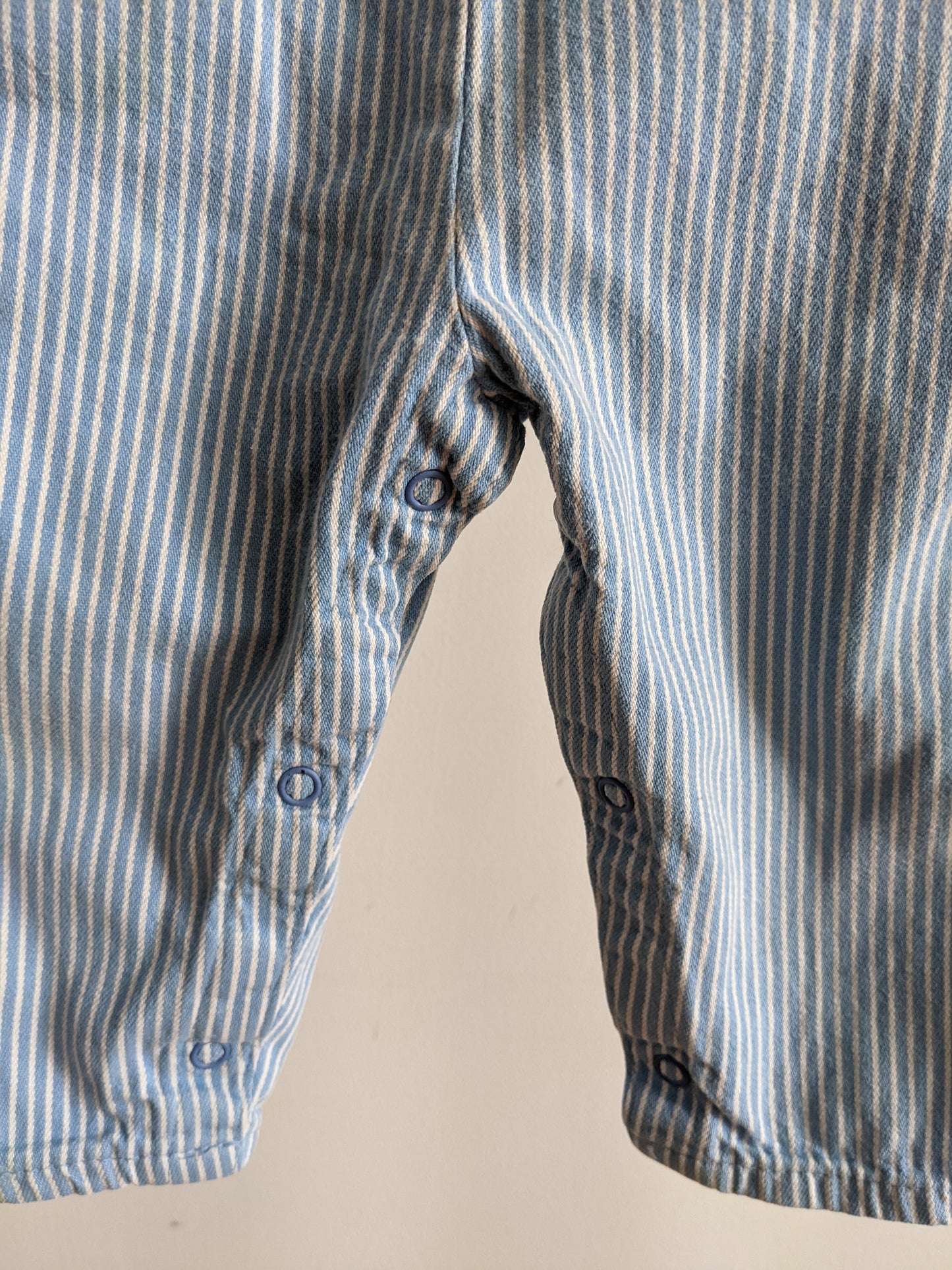 OshKosh b'Gosh denim light blue hickory stripes overall 92 USA