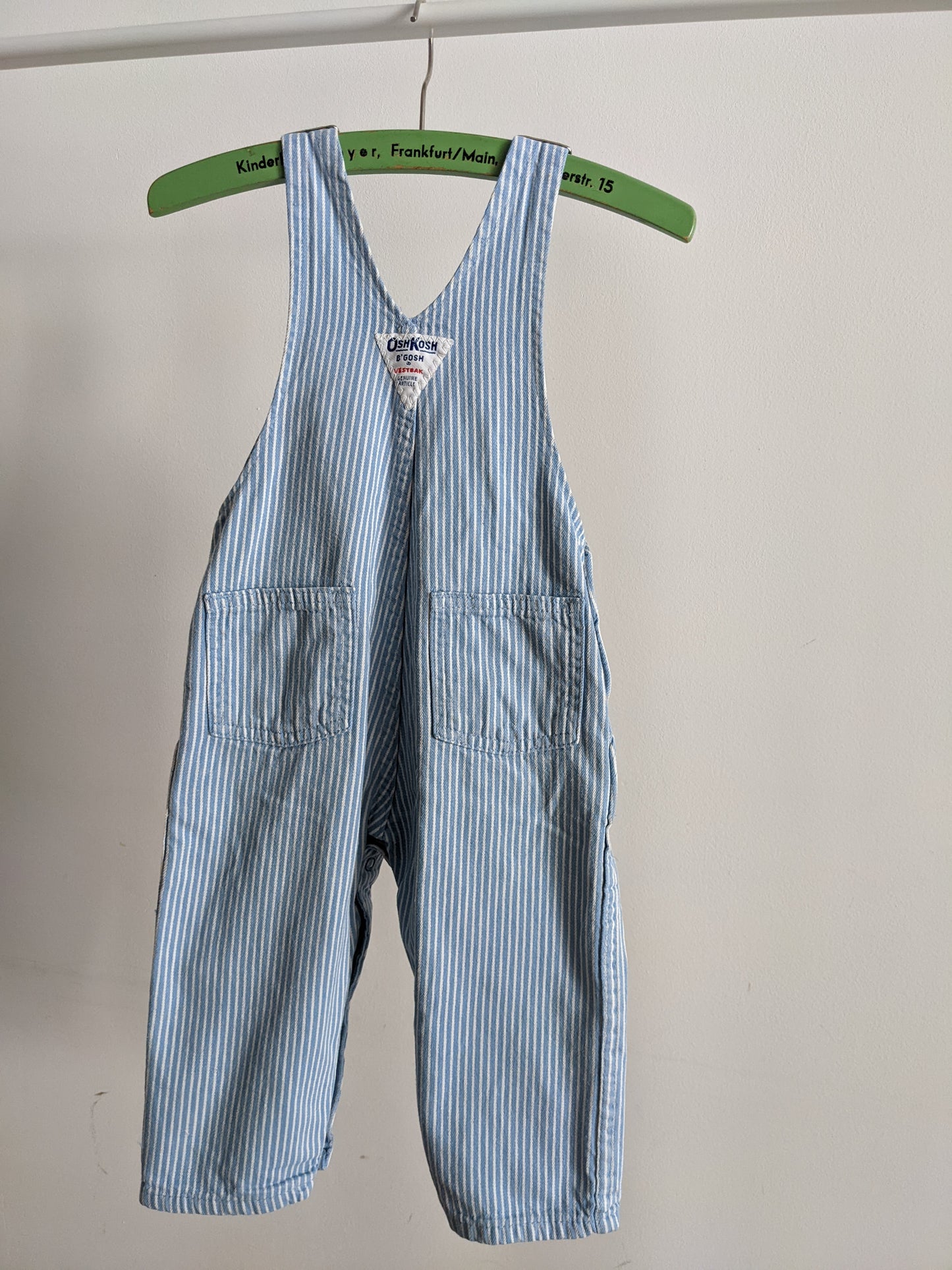 OshKosh b'Gosh denim light blue hickory stripes overall 92 USA