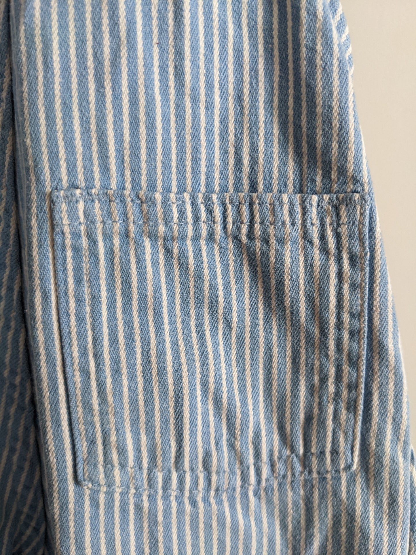 OshKosh b'Gosh denim light blue hickory stripes overall 92 USA
