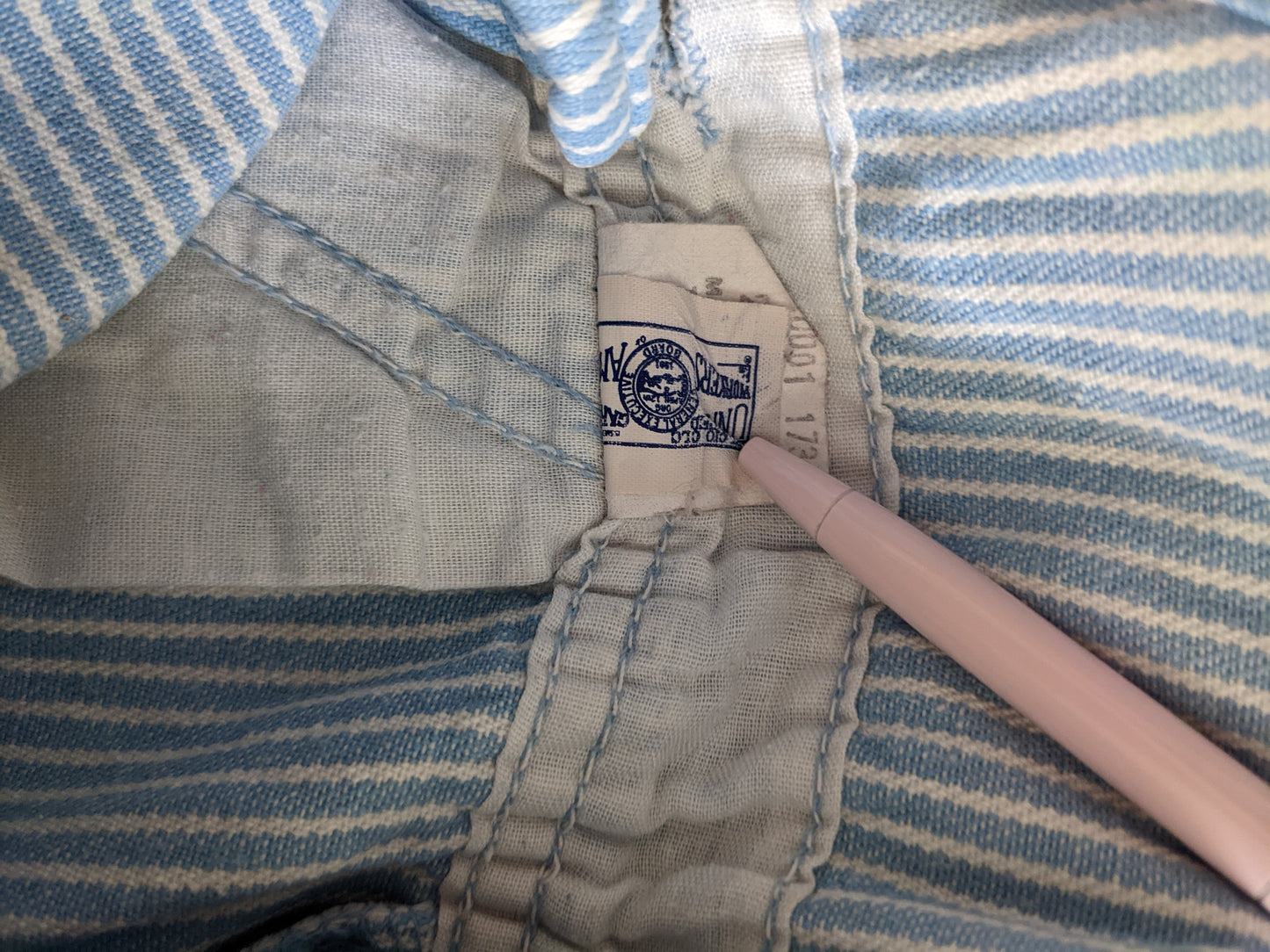 OshKosh b'Gosh denim light blue hickory stripes overall 92 USA