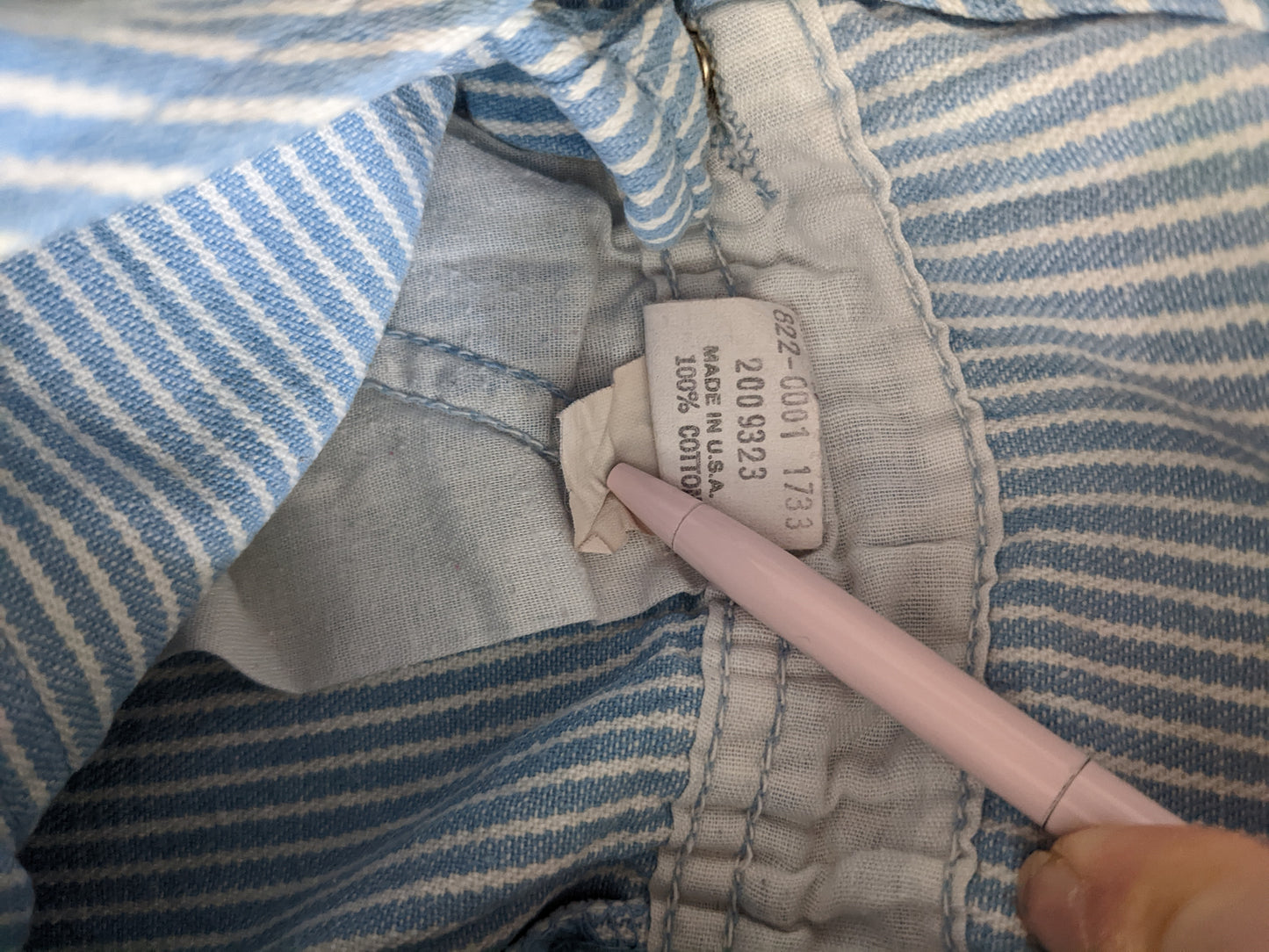 OshKosh b'Gosh denim light blue hickory stripes overall 92 USA