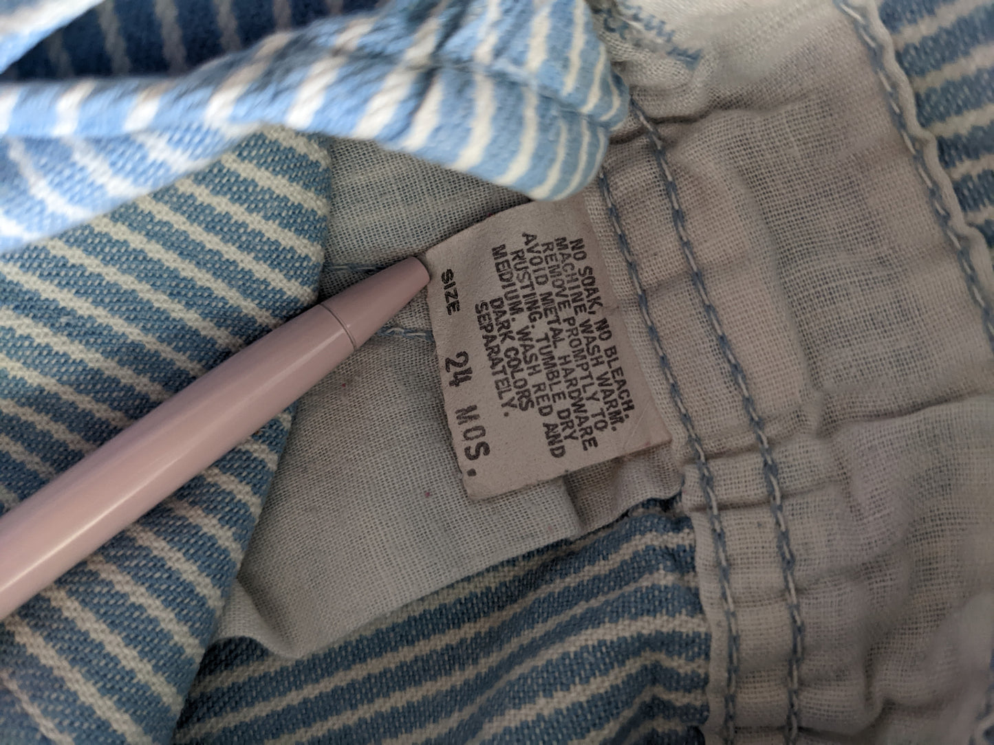 OshKosh b'Gosh denim light blue hickory stripes overall 92 USA