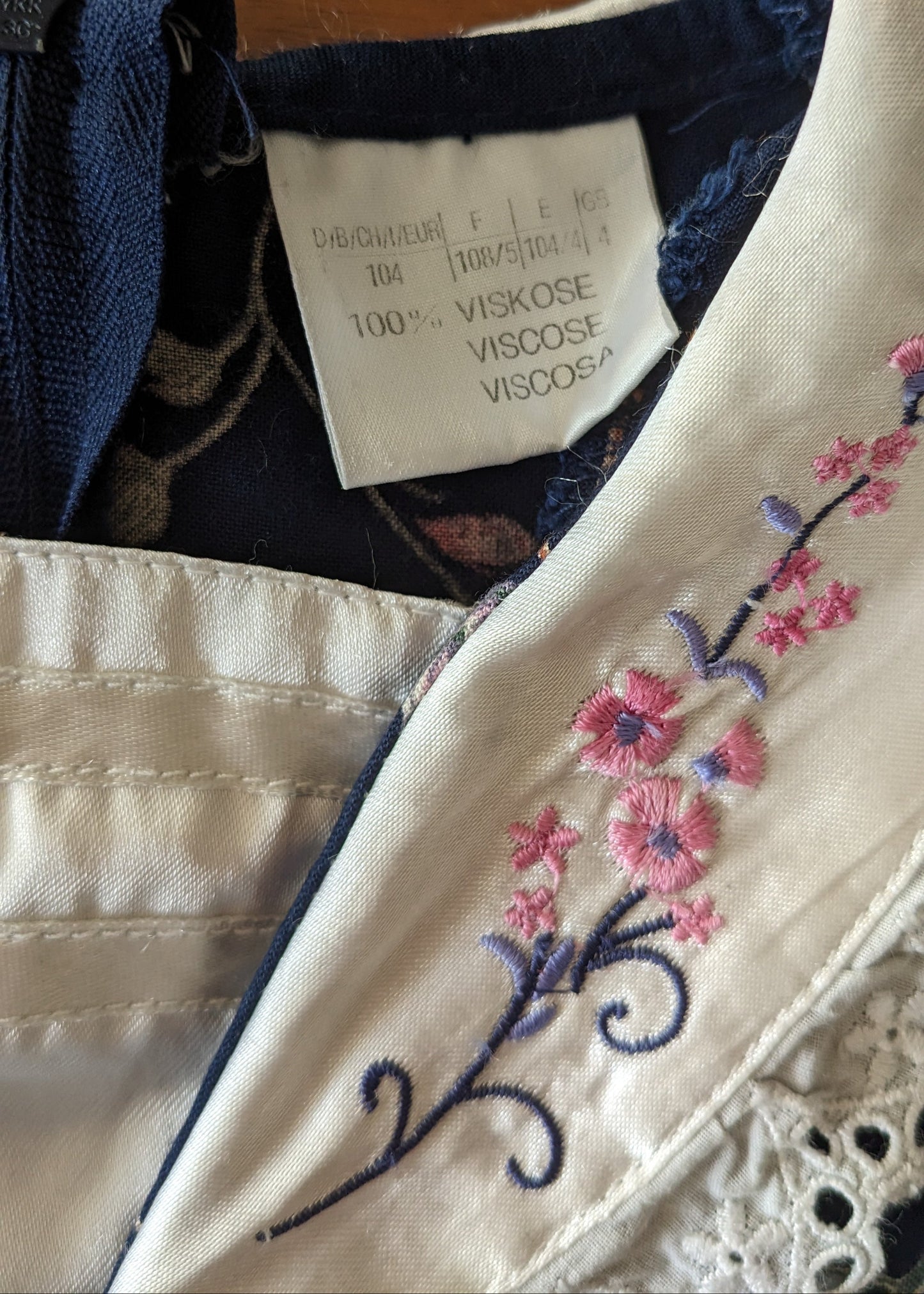 Dark blue collared vintage dress with flowers