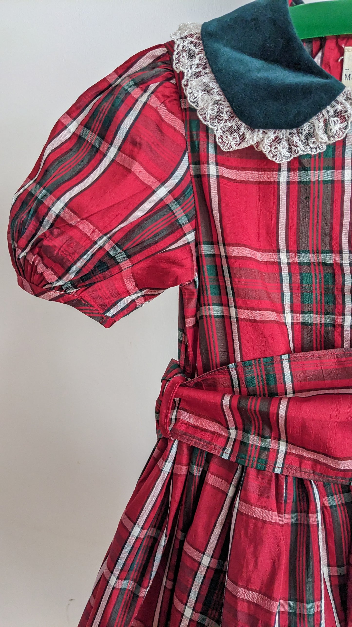 Laura Ashley Silk red and green check vintage Dress