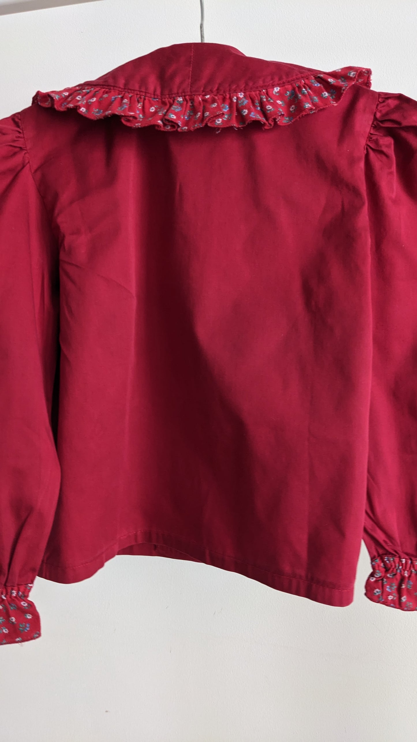 Red Collared Shirt with Heart shaped buttons vintage