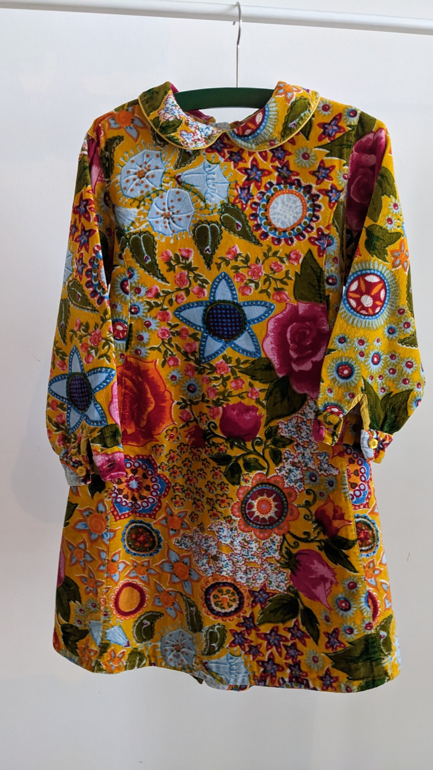 Oilily yellow velvet flower printed dress