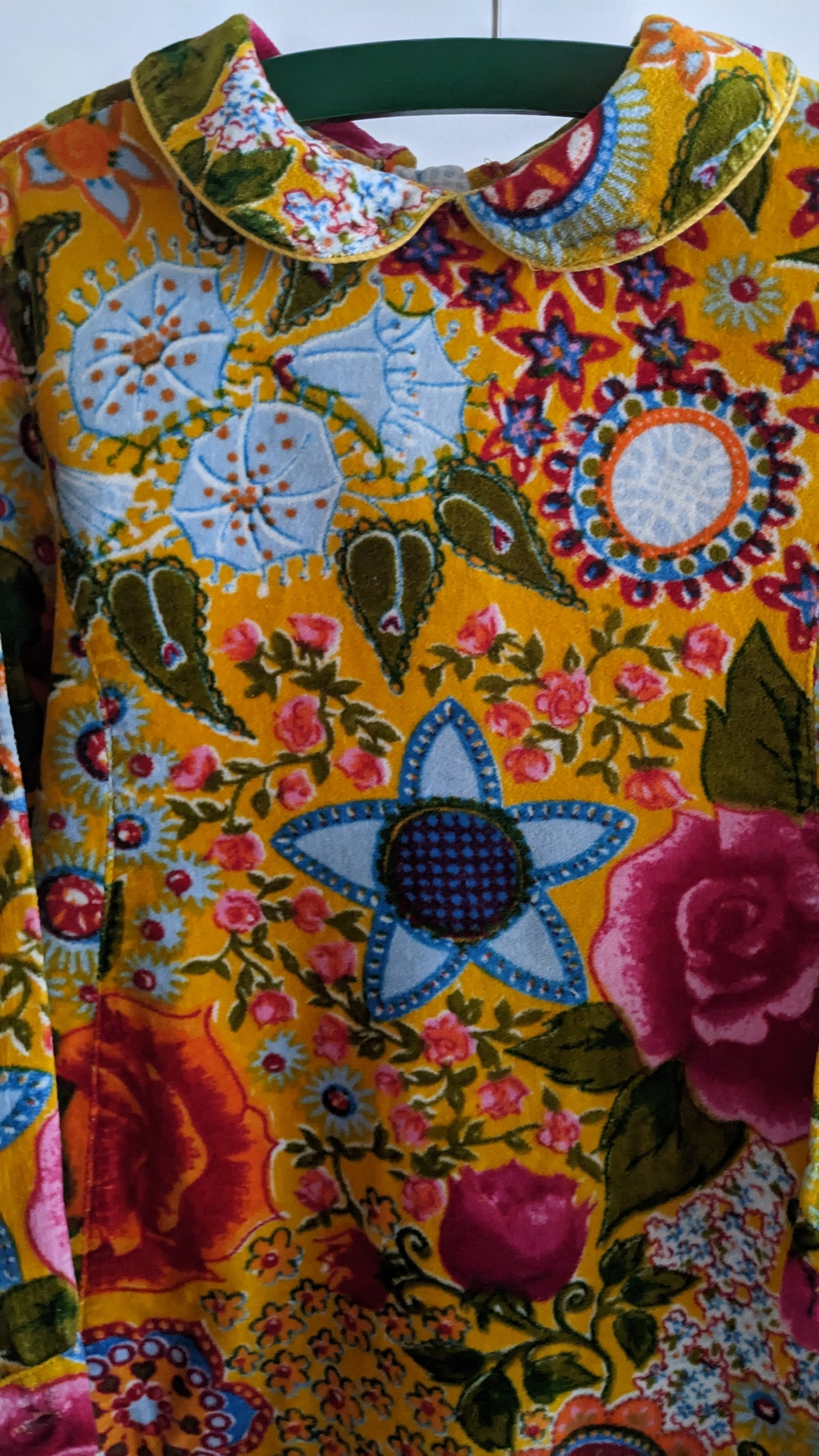 Oilily yellow velvet flower printed dress