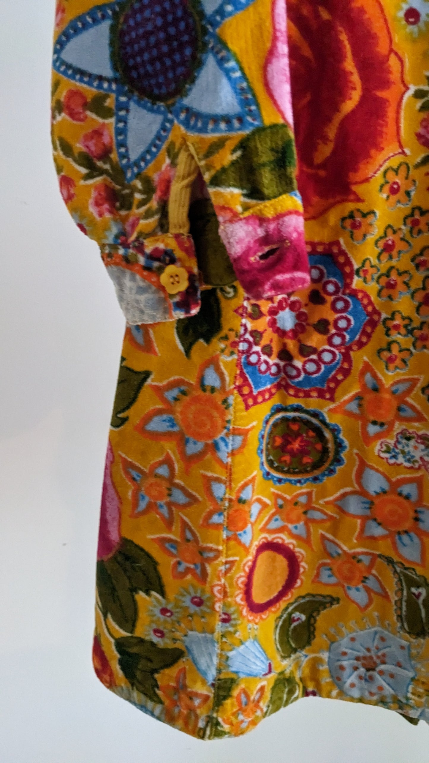 Oilily yellow velvet flower printed dress