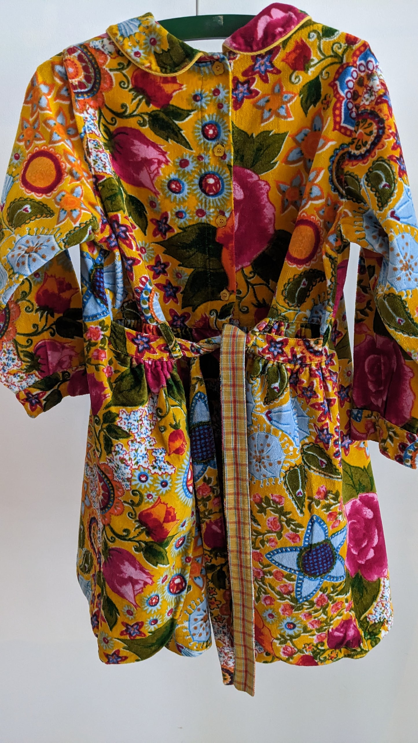 Oilily yellow velvet flower printed dress