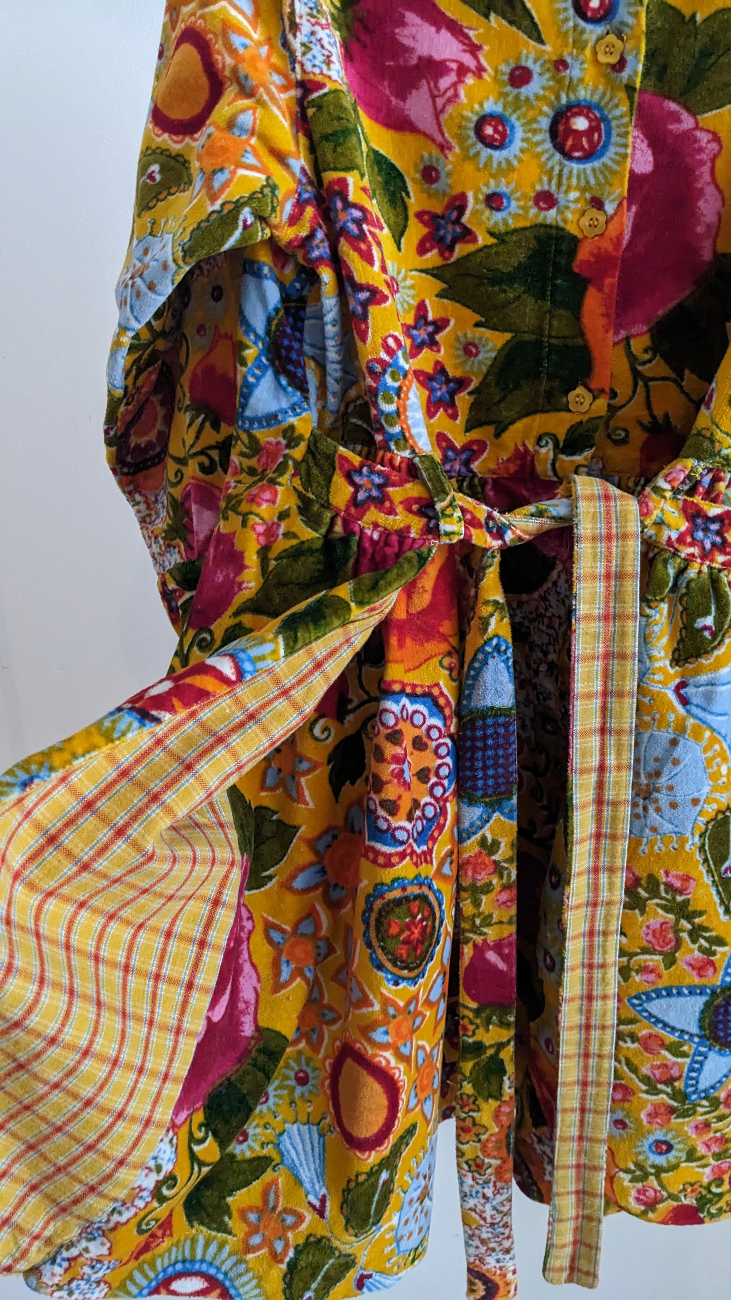 Oilily yellow velvet flower printed dress