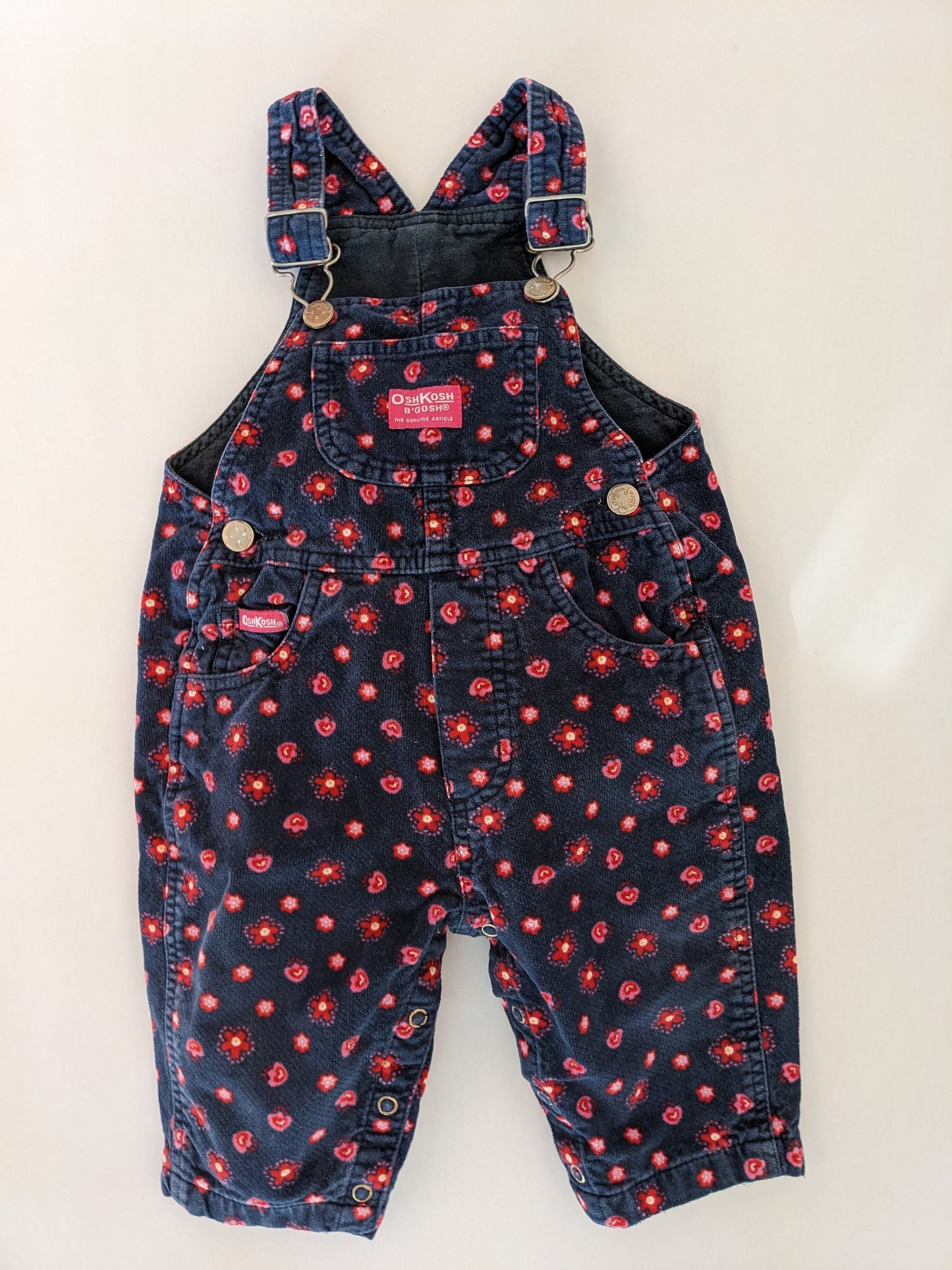 Oshkosh b'Gosh Blue Velvet Flower Vintage Overall 9/12