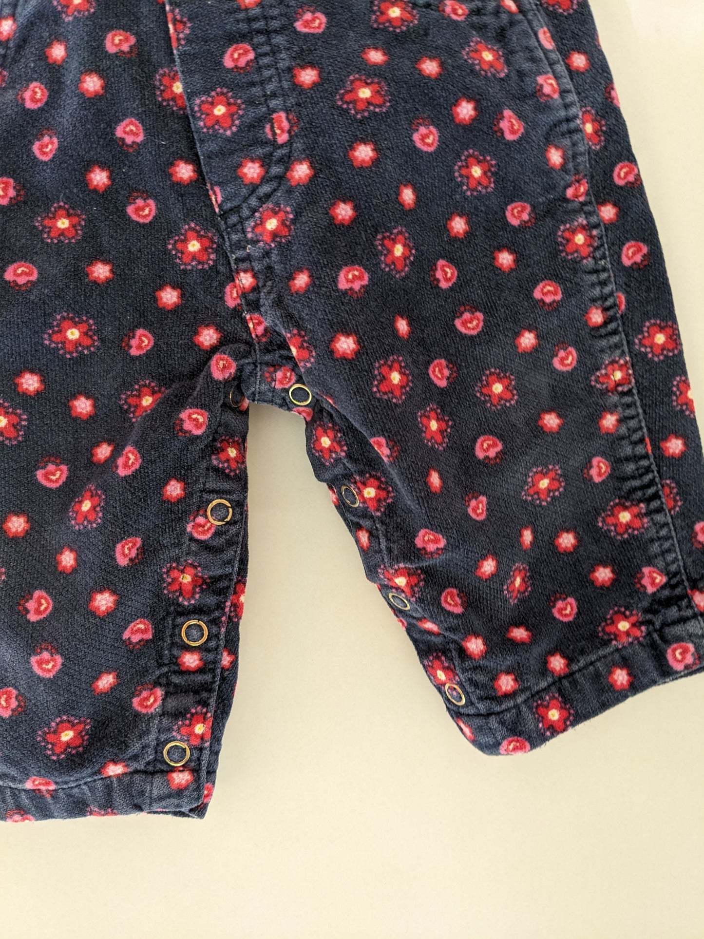Oshkosh b'Gosh Blue Velvet Flower Vintage Overall 9/12