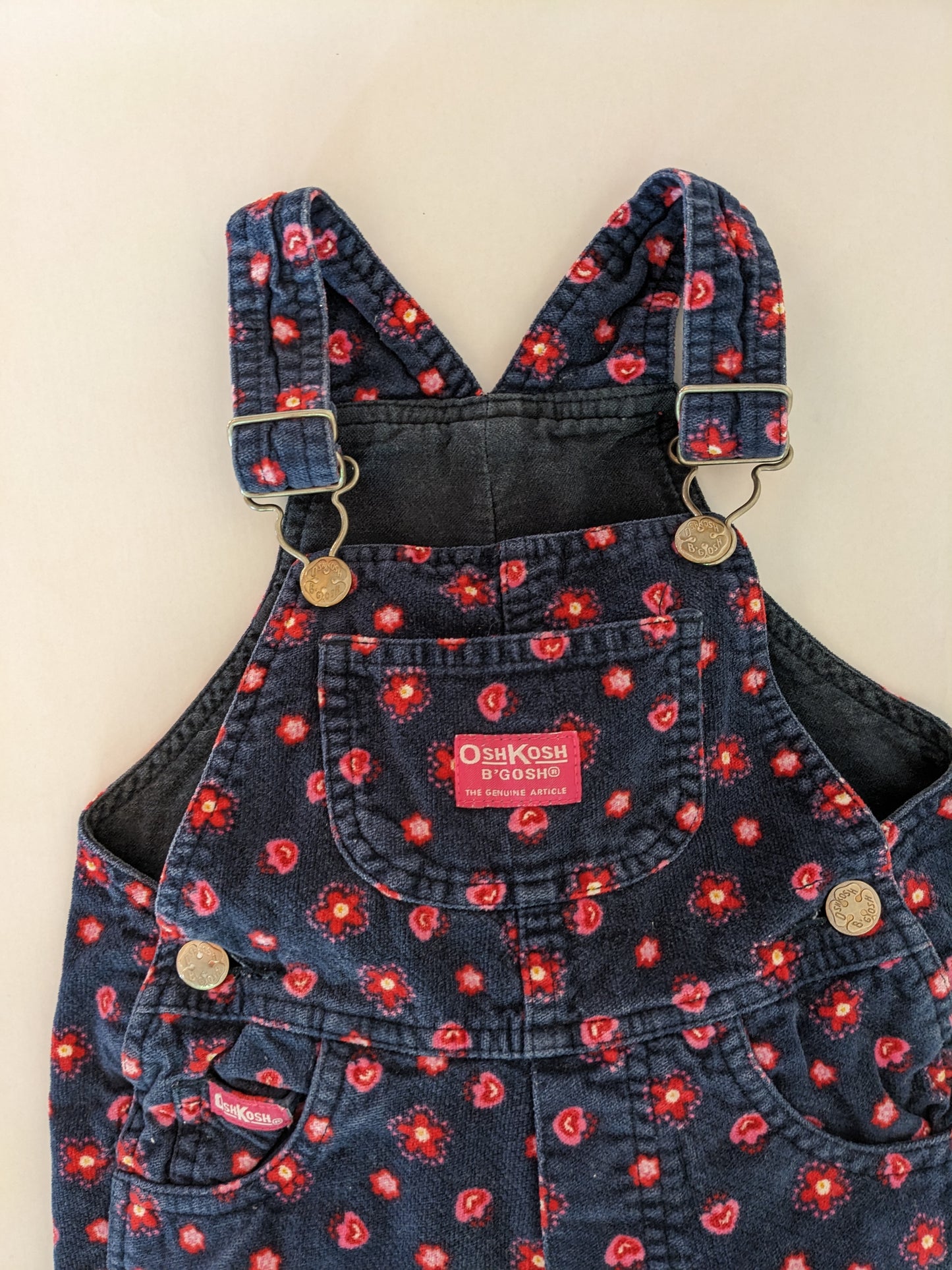 Oshkosh b'Gosh Blue Velvet Flower Vintage Overall 9/12