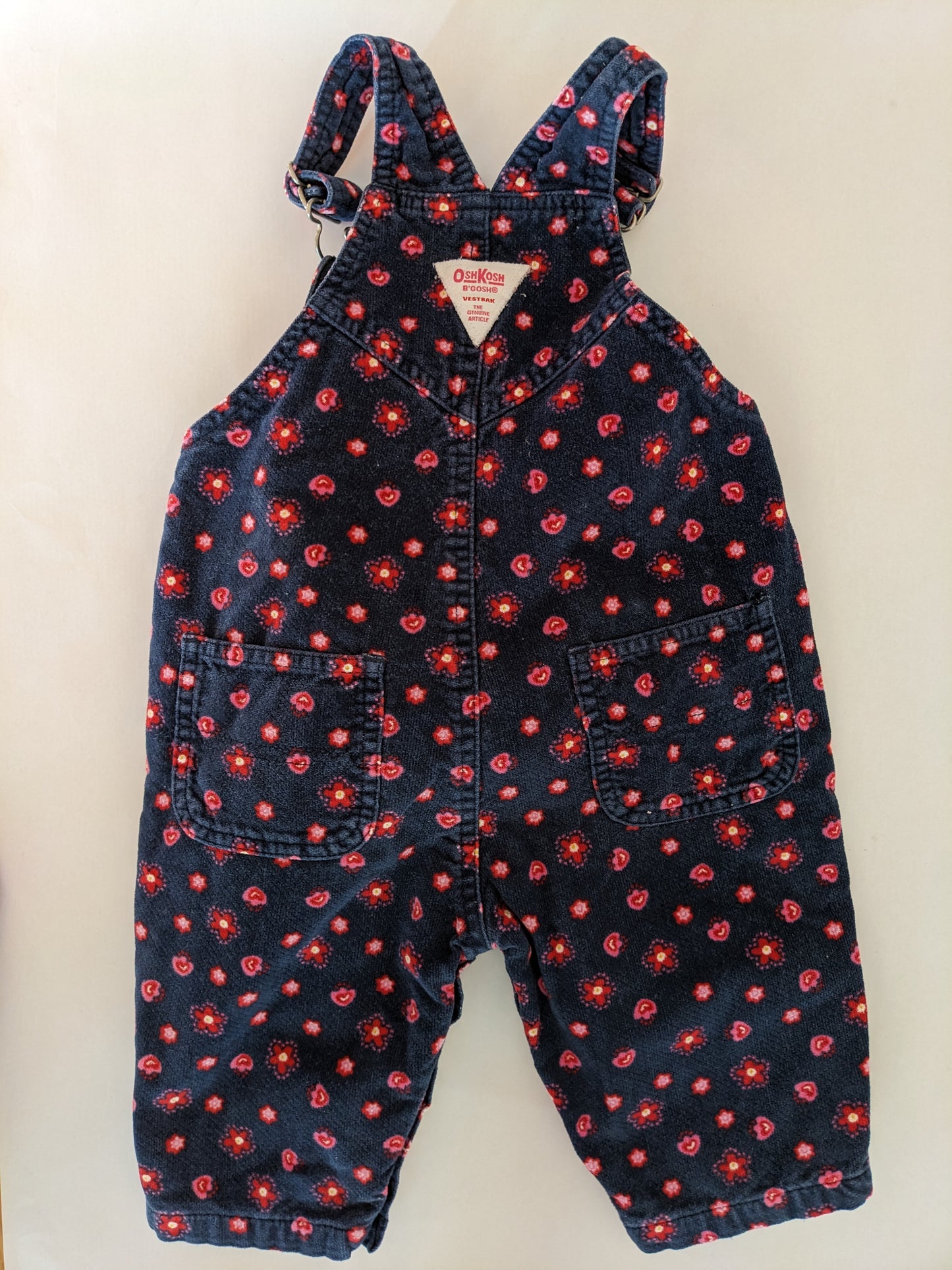 Oshkosh b'Gosh Blue Velvet Flower Vintage Overall 9/12