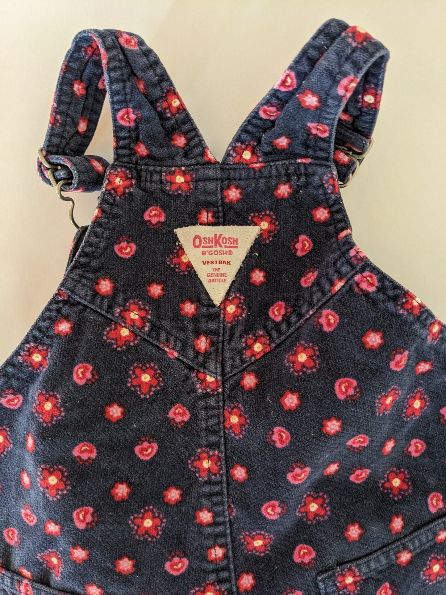 Oshkosh b'Gosh Blue Velvet Flower Vintage Overall 9/12