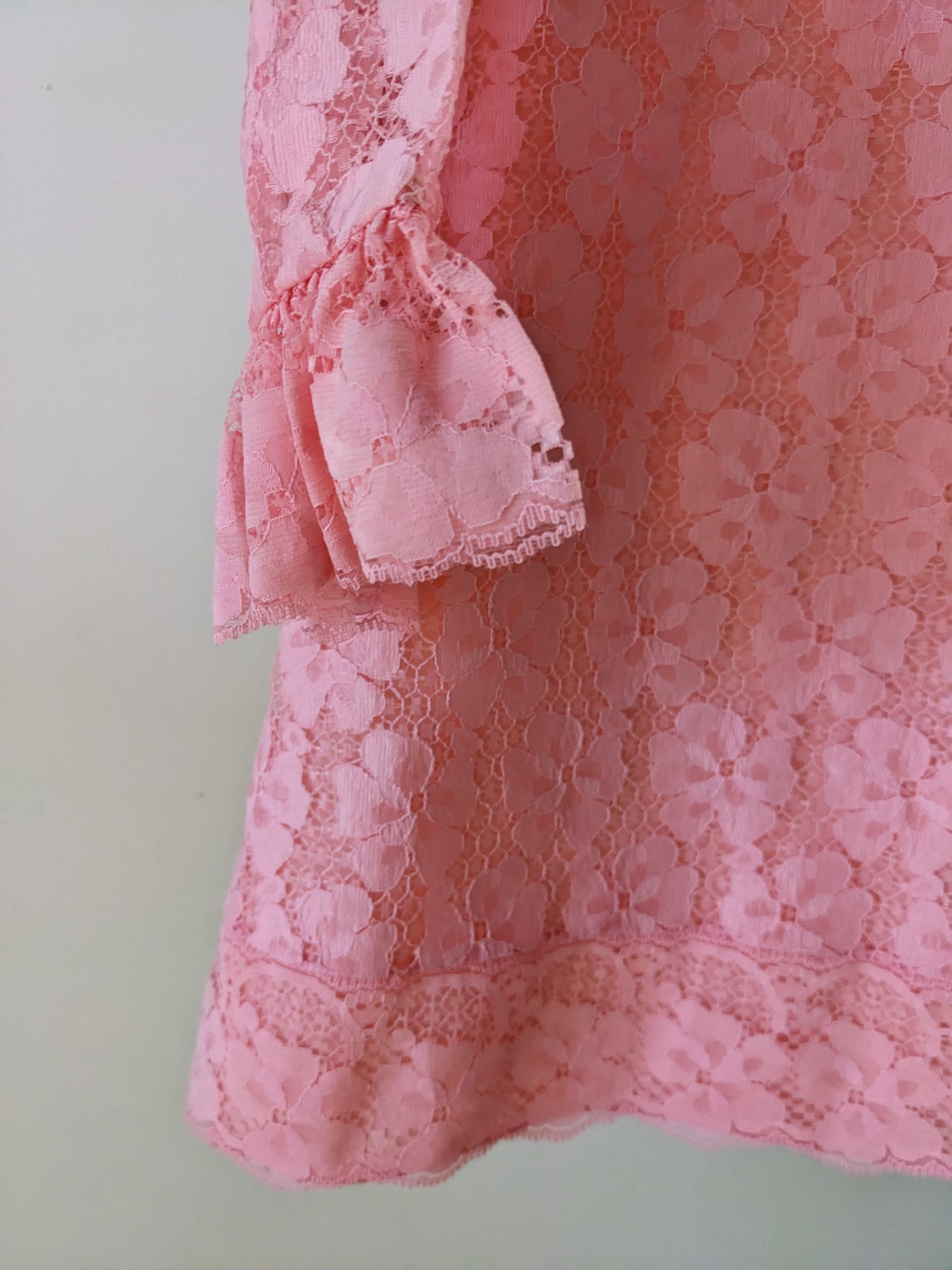 Pink Frilled Lace Trapeze Vintage Dress frm the 70's