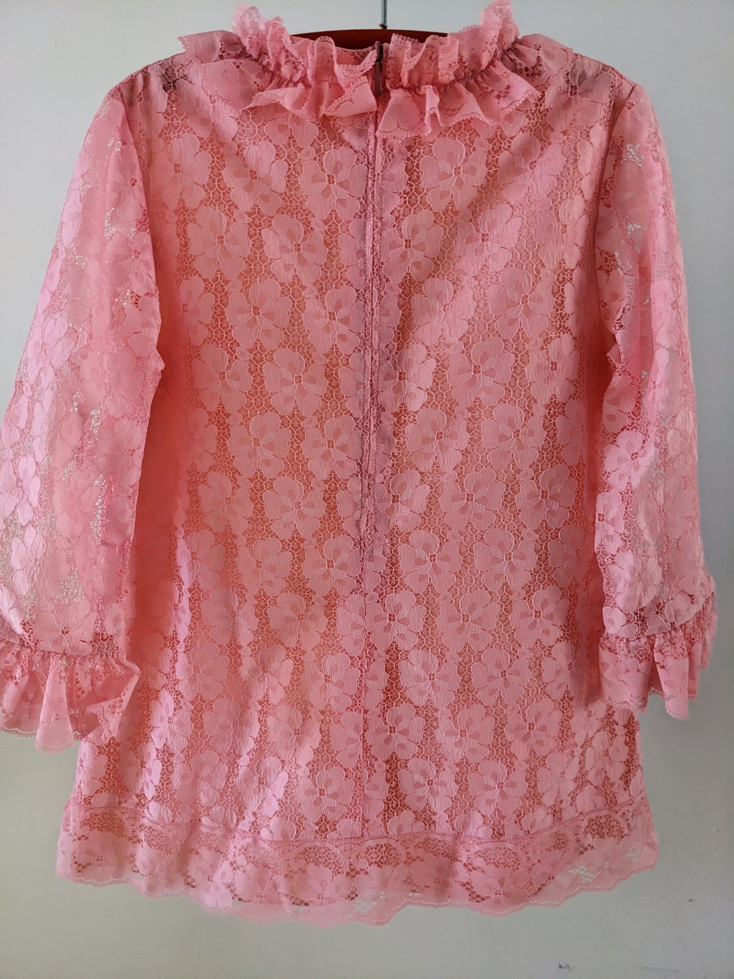 Pink Frilled Lace Trapeze Vintage Dress frm the 70's