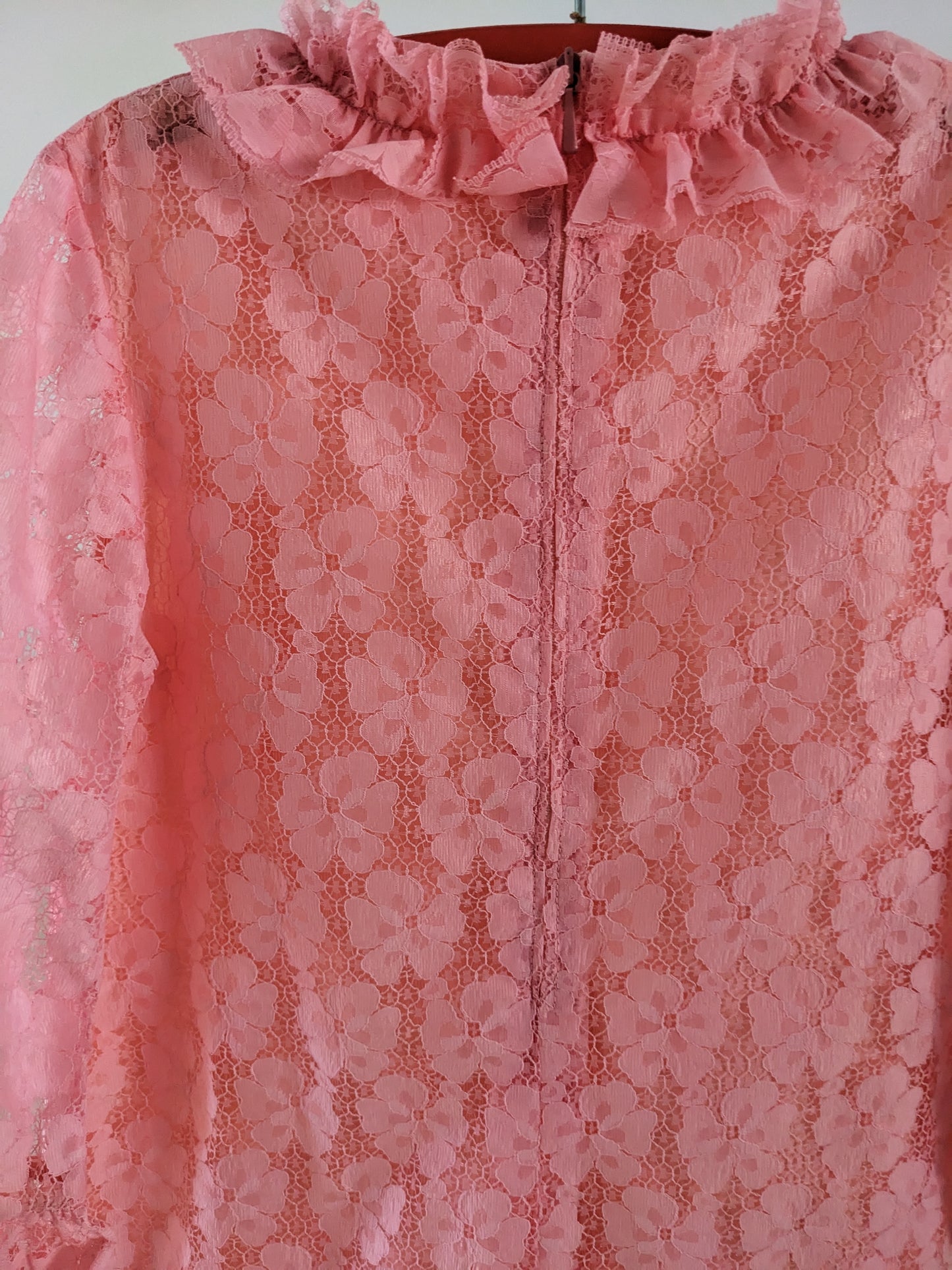 Pink Frilled Lace Trapeze Vintage Dress frm the 70's