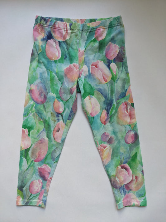 Pastel tone tulips vintage leggings
