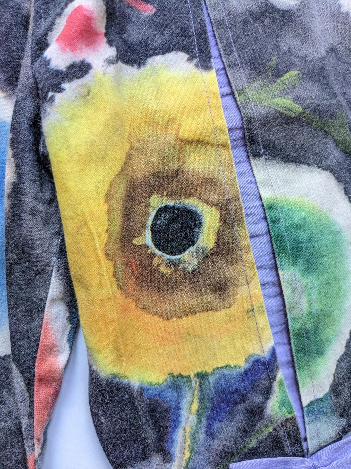 Abstract flowers print vintage trousers with bows