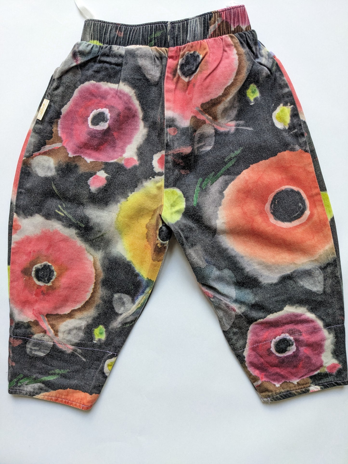 Abstract flowers print vintage trousers with bows