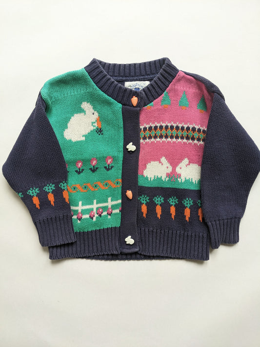 Rabbit and carrots knitted vintage cardigan