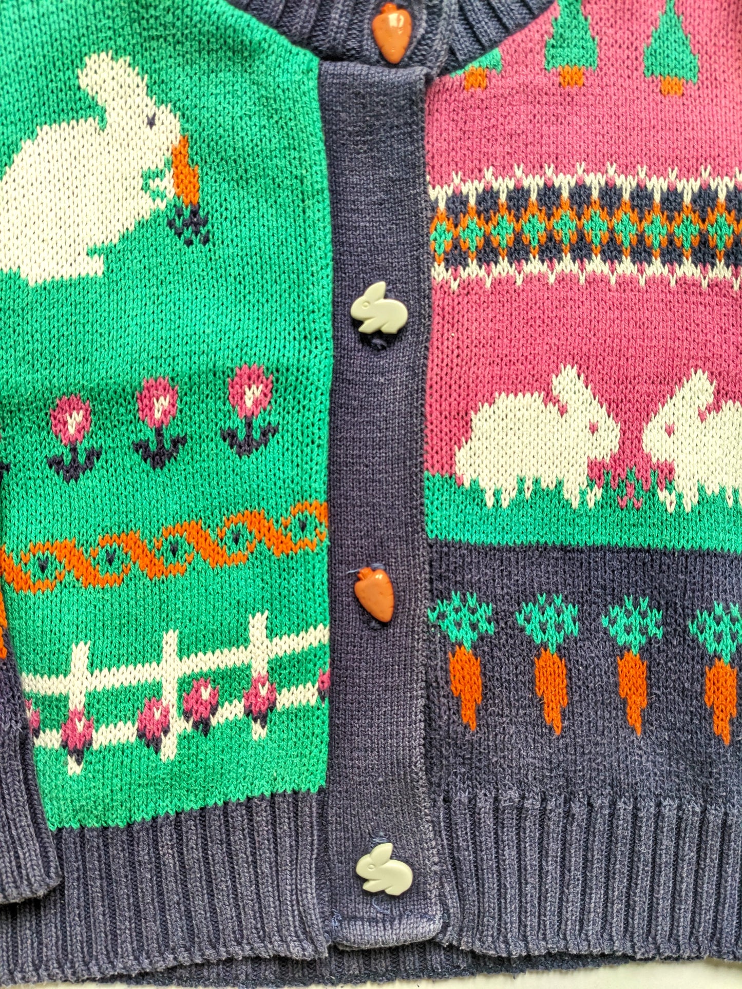 Rabbit and carrots knitted vintage cardigan
