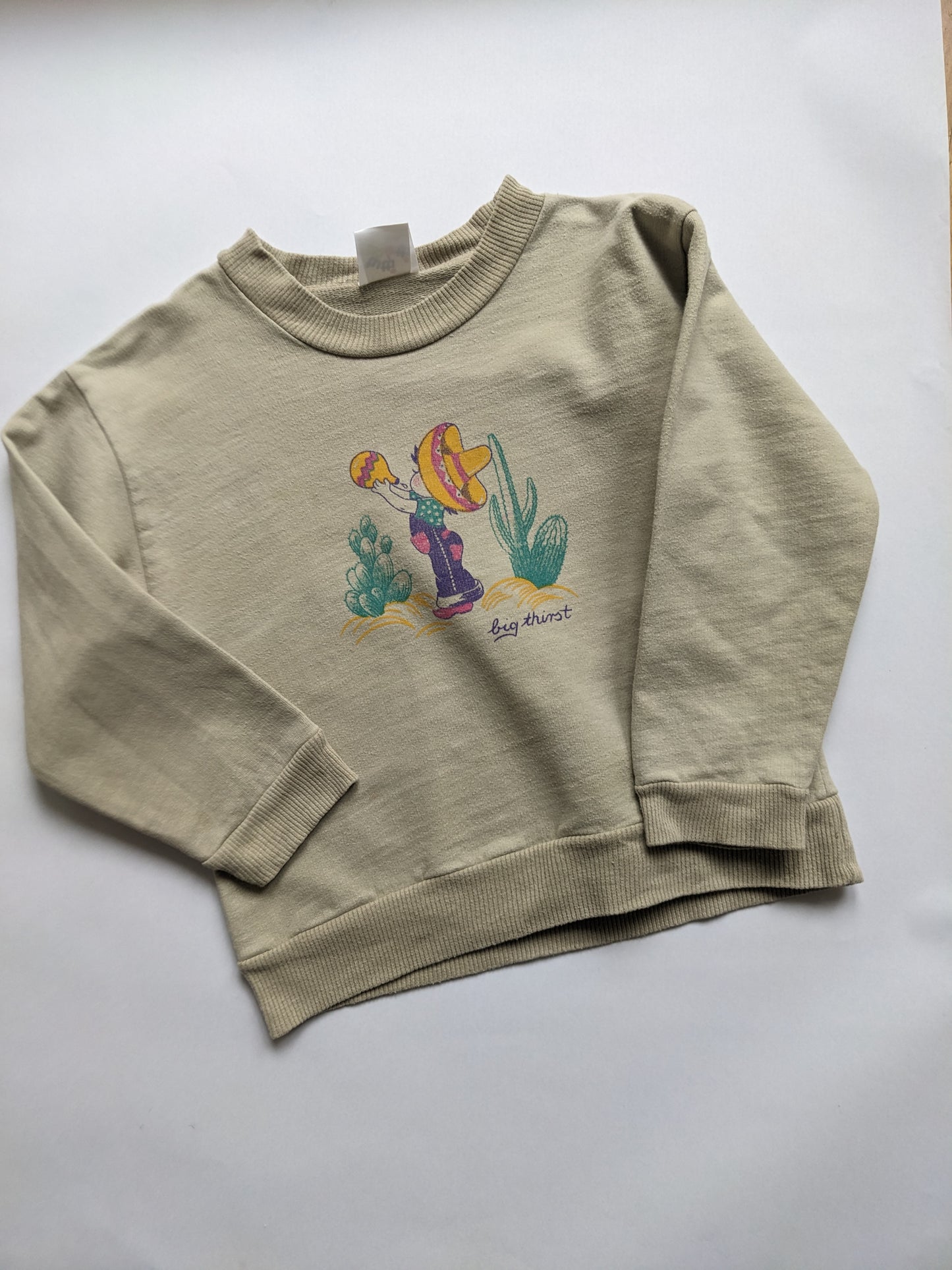 Neutral colors with bright print vintage sweatshirt