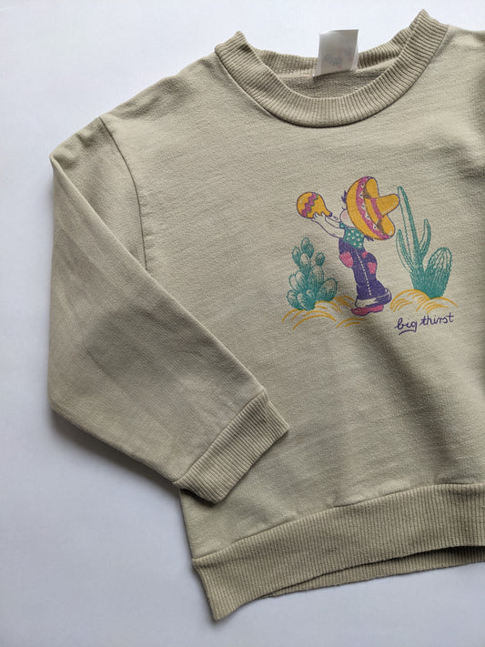 Neutral colors with bright print vintage sweatshirt