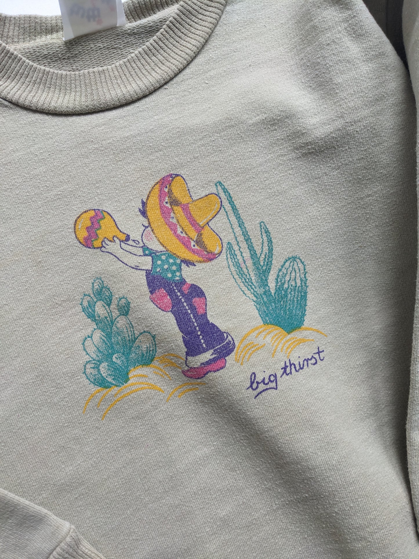 Neutral colors with bright print vintage sweatshirt