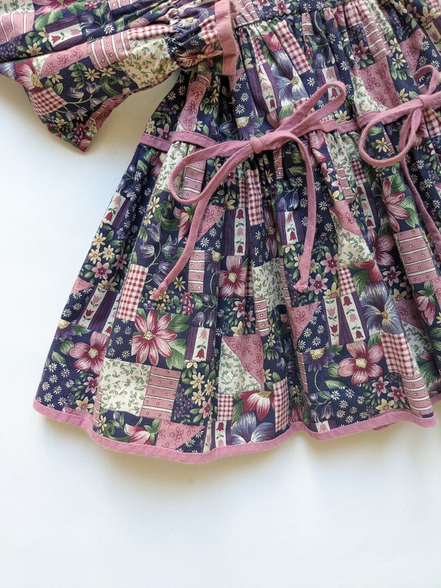 Patchwork print wide skirted dress