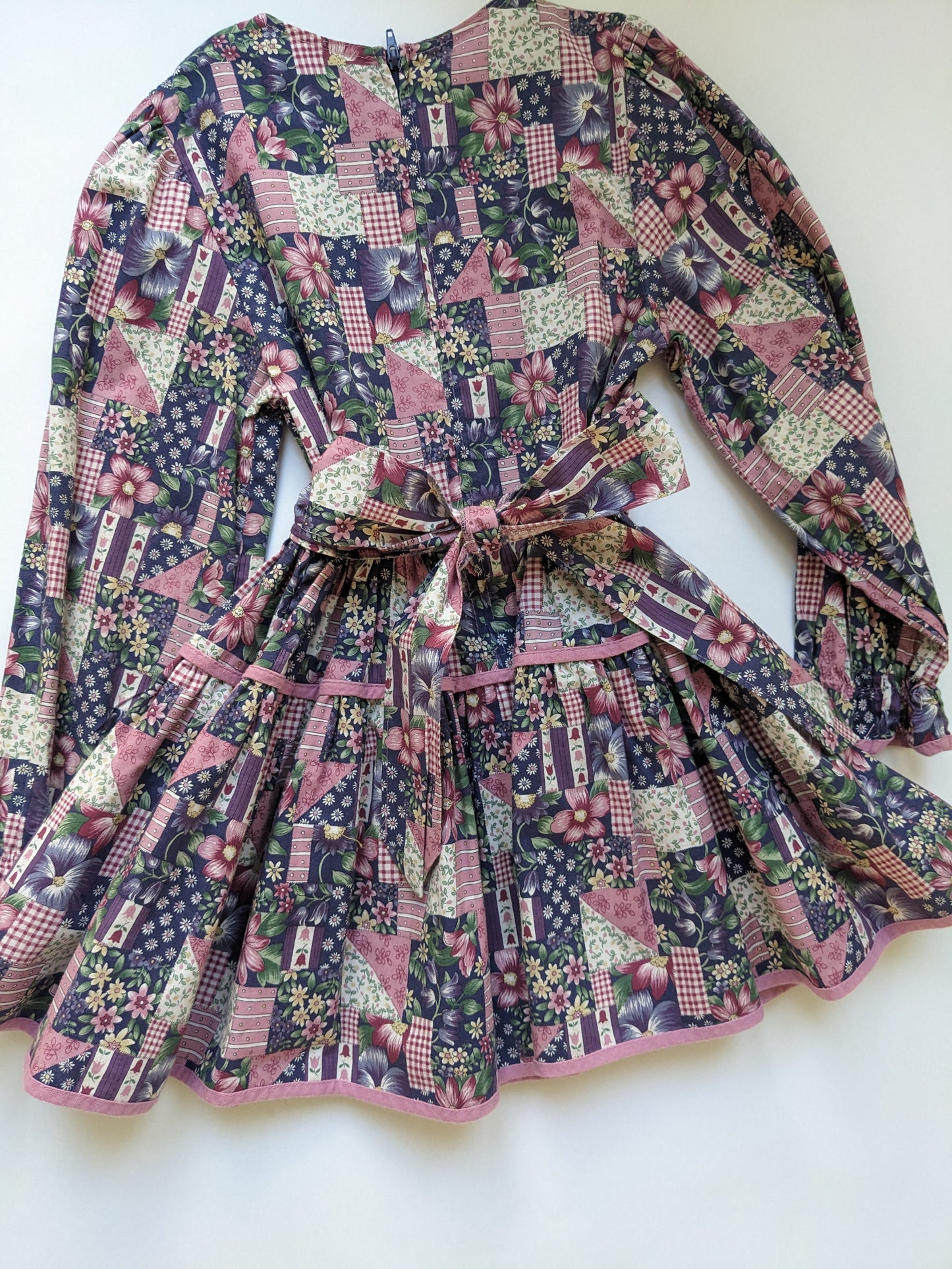 Patchwork print wide skirted dress